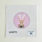 Pink Reindeer Round Needlepoint Canvas - KC Needlepoint