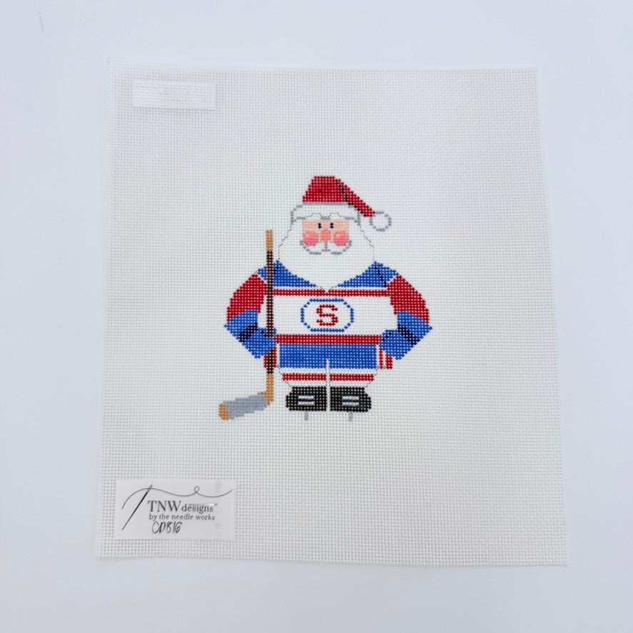 Hockey Santa Canvas - KC Needlepoint