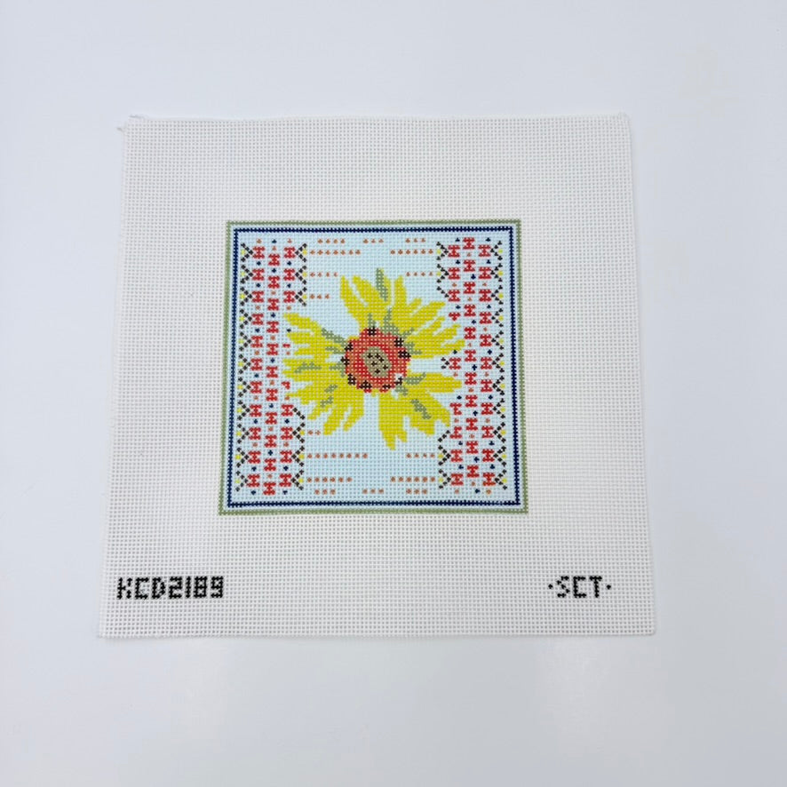 Gaillardia Square Canvas - KC Needlepoint
