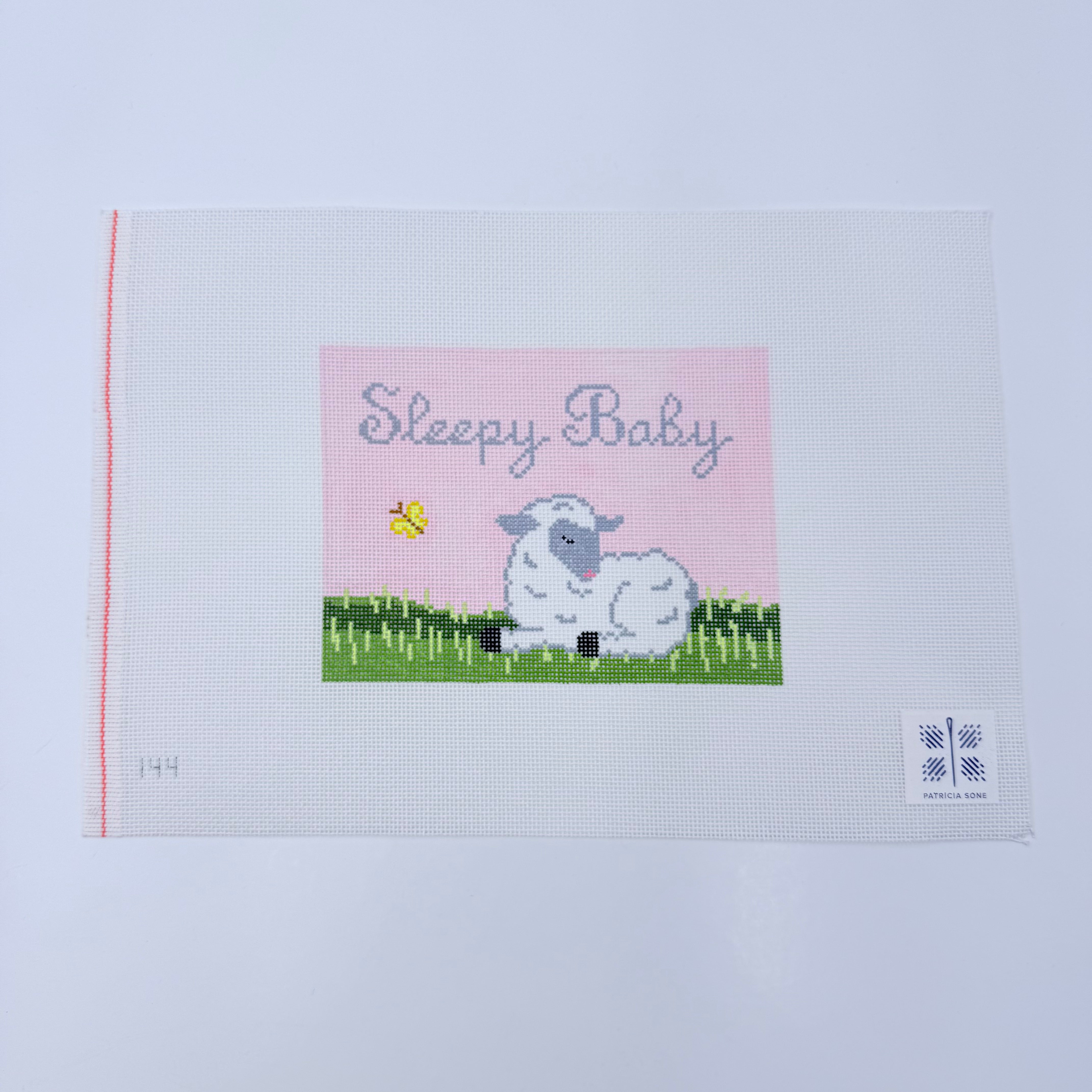 Pink Sleepy Baby Canvas - KC Needlepoint