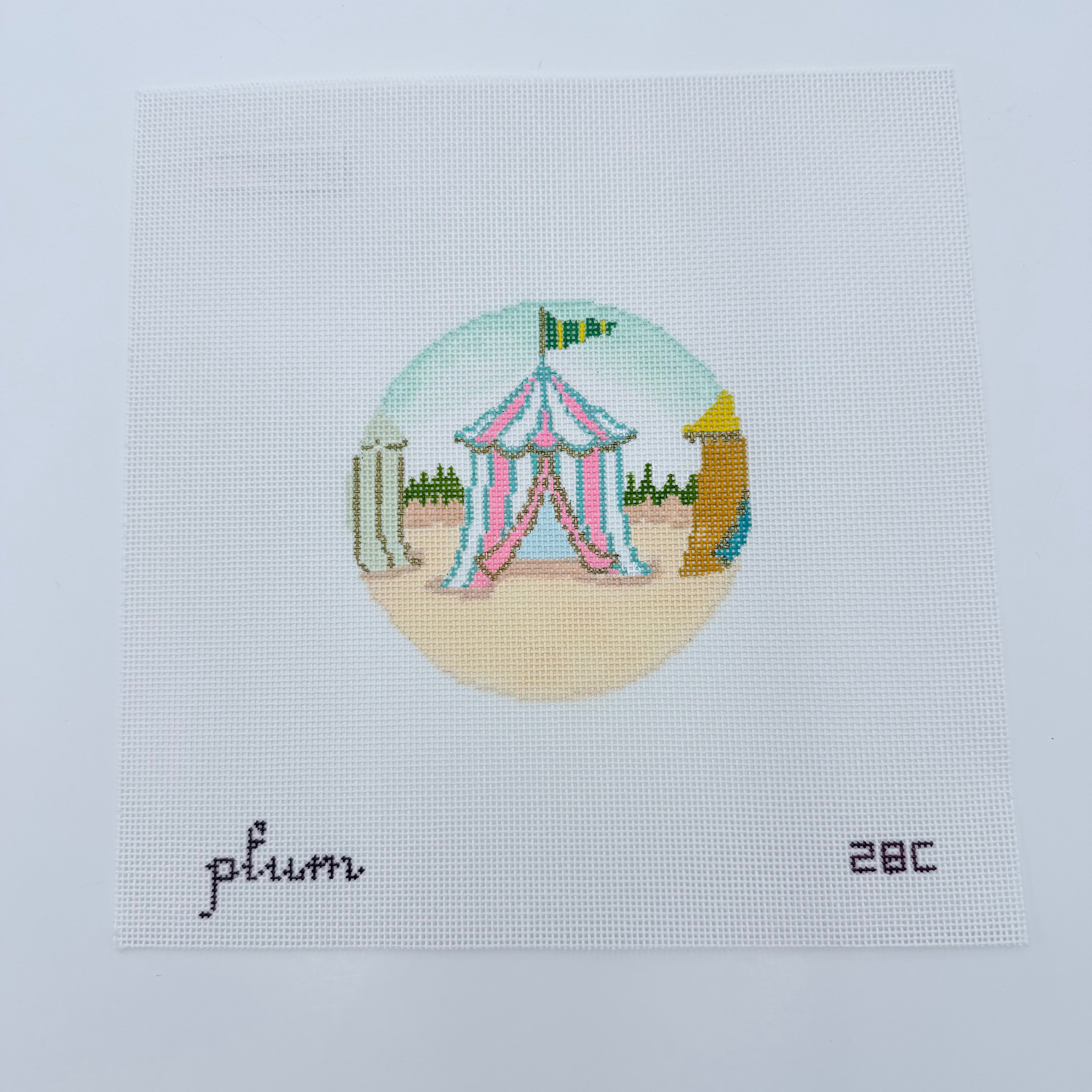 Beach Cabana Round Canvas - KC Needlepoint