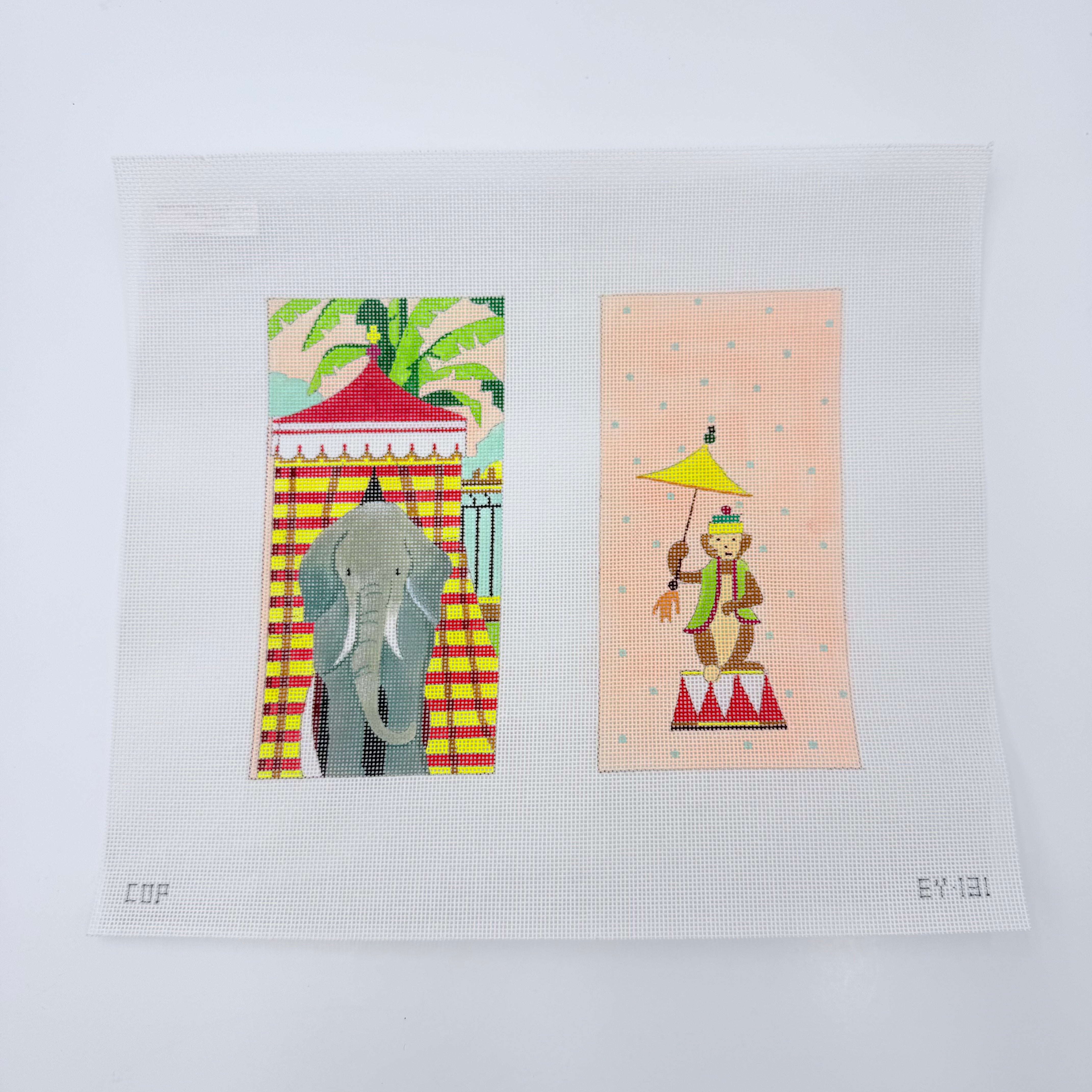 Circus Elephant Eyeglass Case Canvas - KC Needlepoint