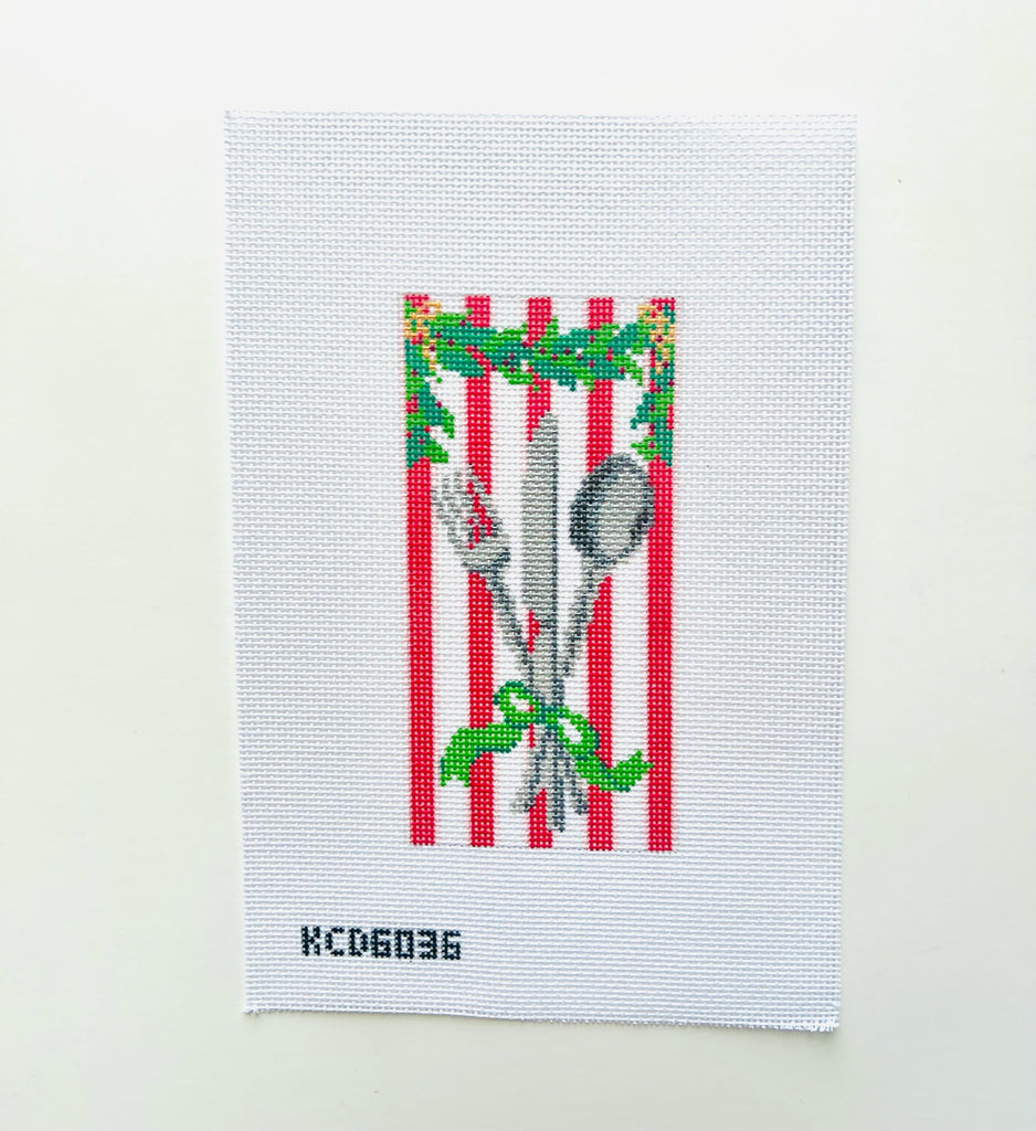 Holiday Silverware Holder Canvas - KC Needlepoint
