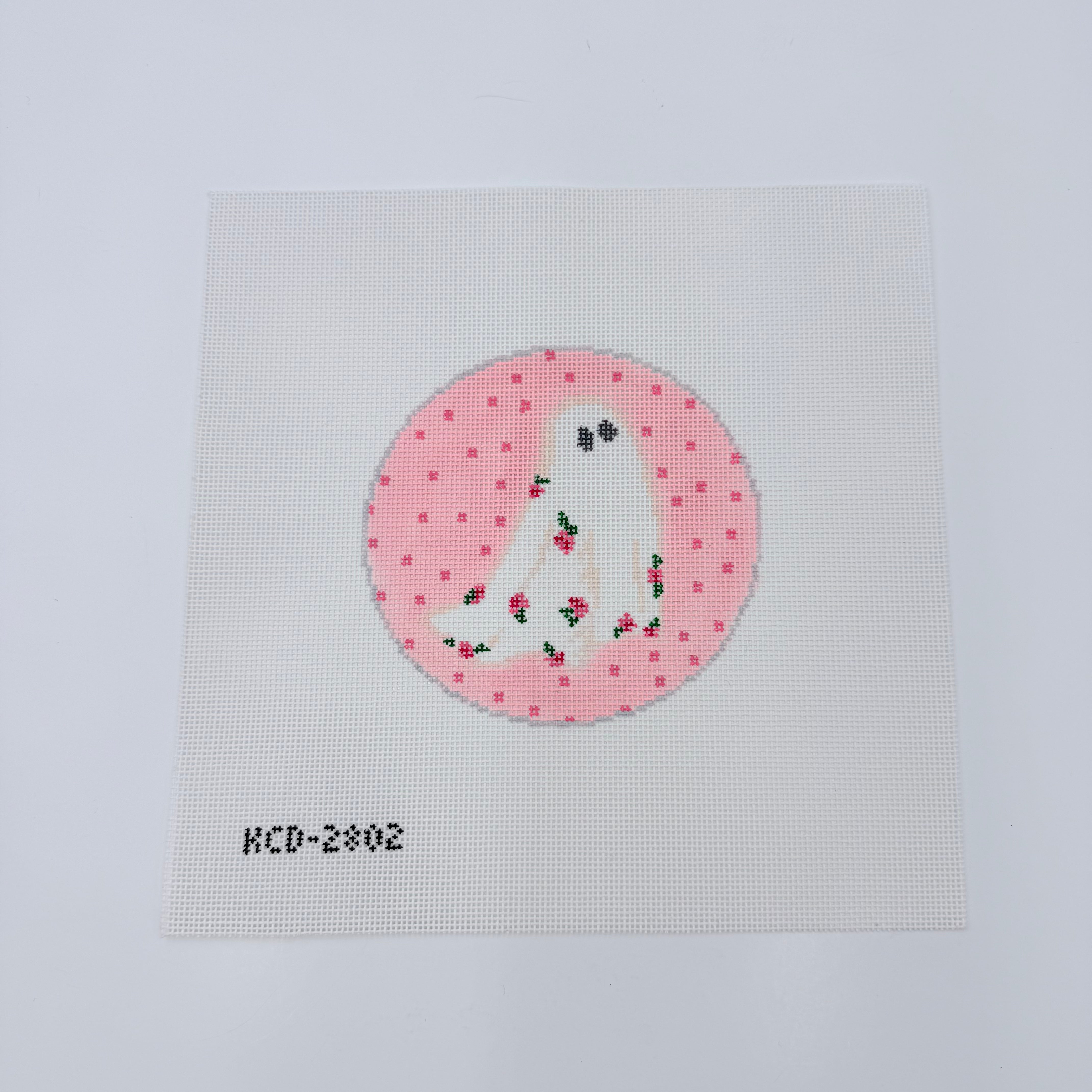Pink Ghost Round Canvas - KC Needlepoint