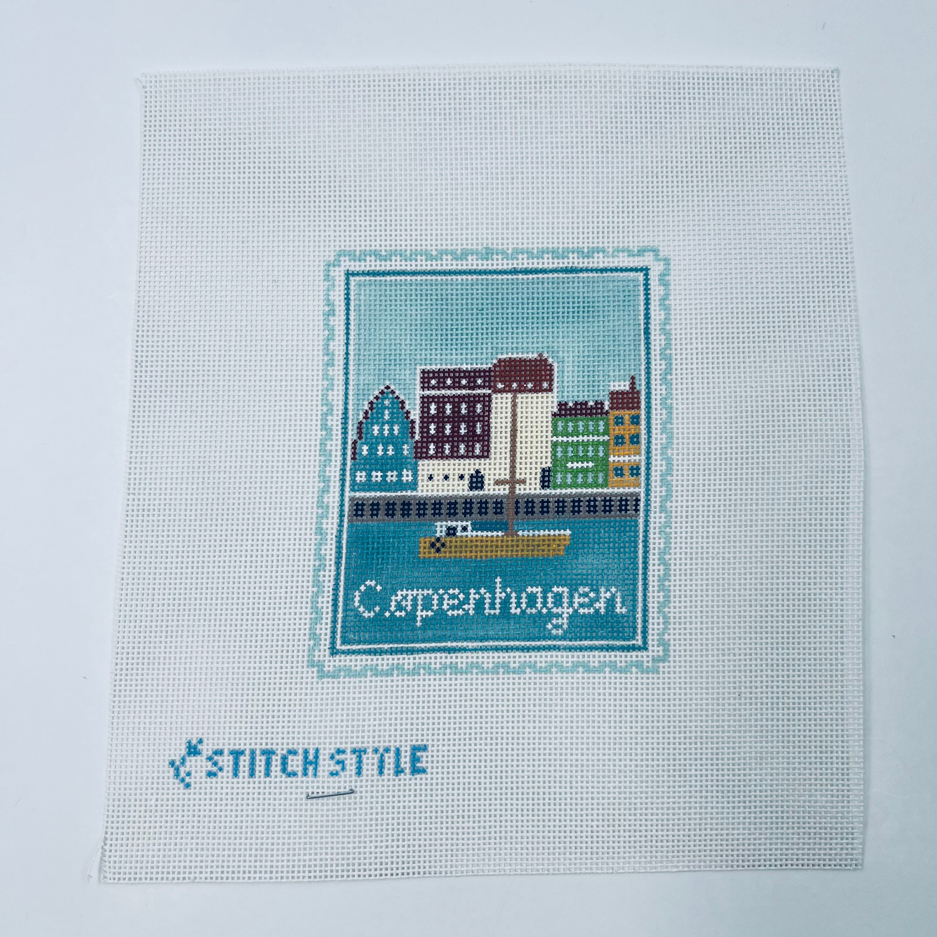 Copenhagen Nyhaven Stamp Needlepoint Canvas - KC Needlepoint