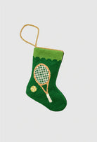 Finished Bauble Stocking:  Grand Slam Tennis Racquets in Green - KC Needlepoint