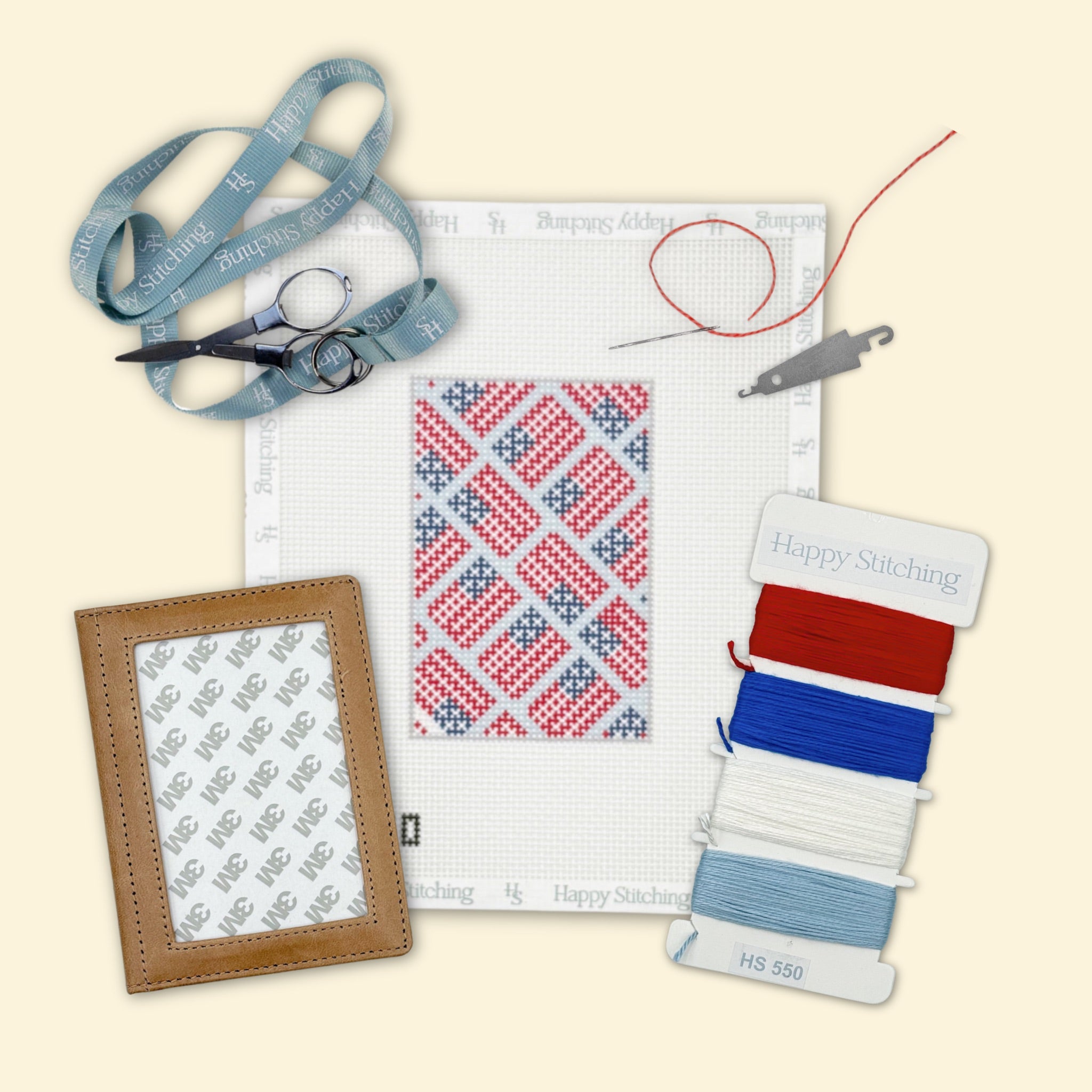 American Flags Passport Case Kit - KC Needlepoint