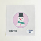 Pink Snowman Round Needlepoint Canvas - KC Needlepoint