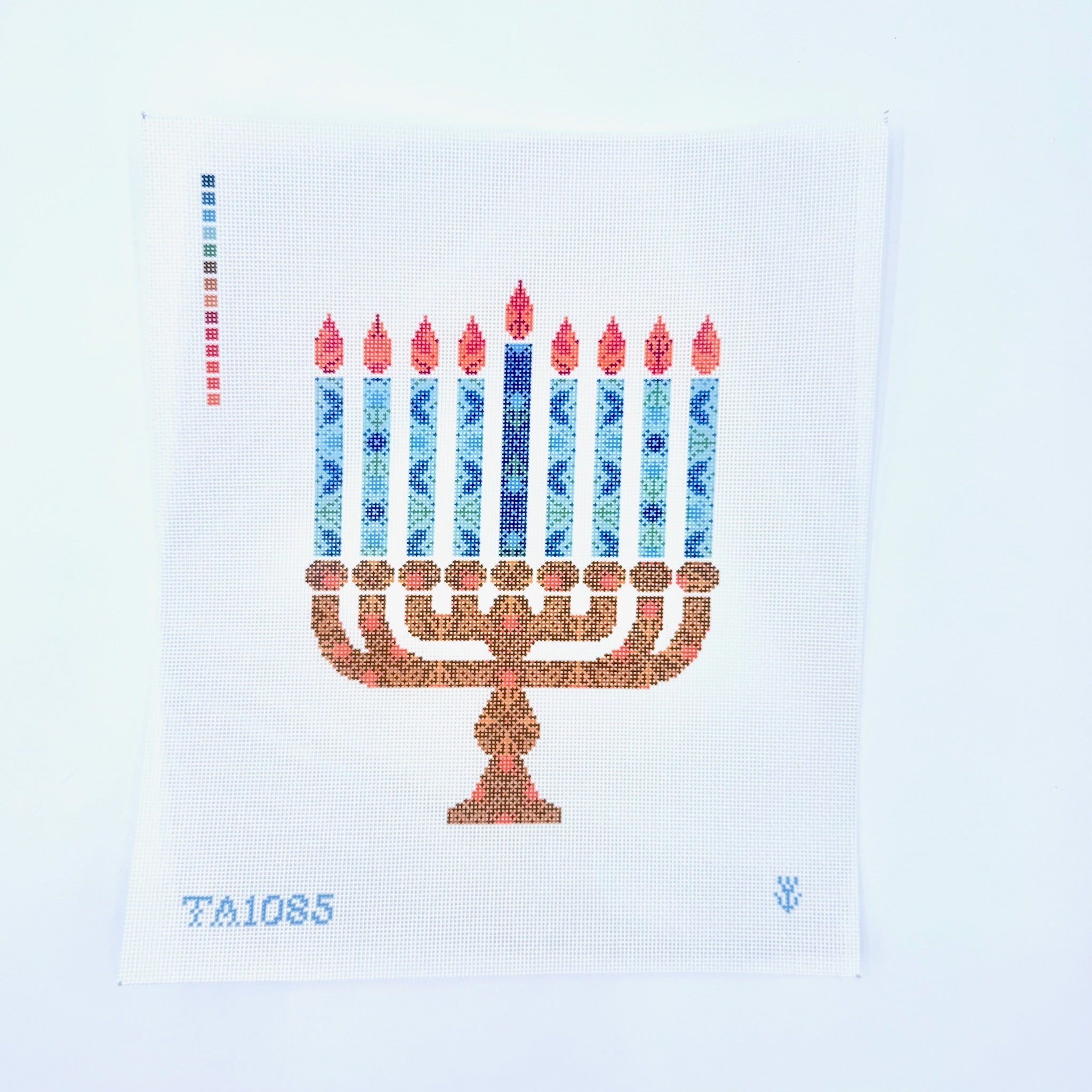 Floral Menorah Canvas - KC Needlepoint