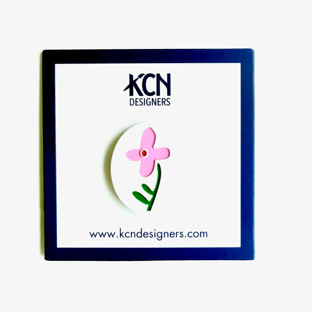 Pink Flower Tag Needle Minder - KC Needlepoint