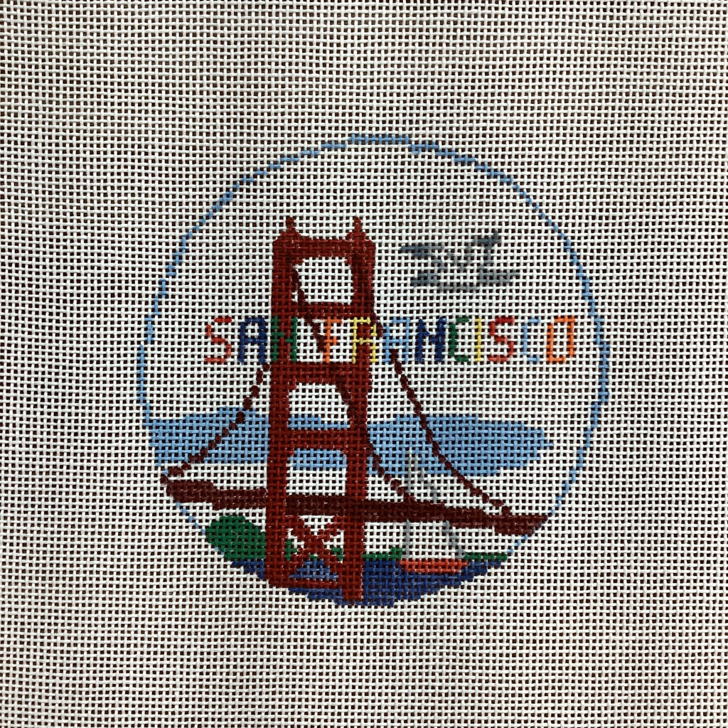 San Francisco Travel  Round Canvas - KC Needlepoint