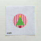 Green Check Tree on Stripes Needlepoint Canvas - KC Needlepoint