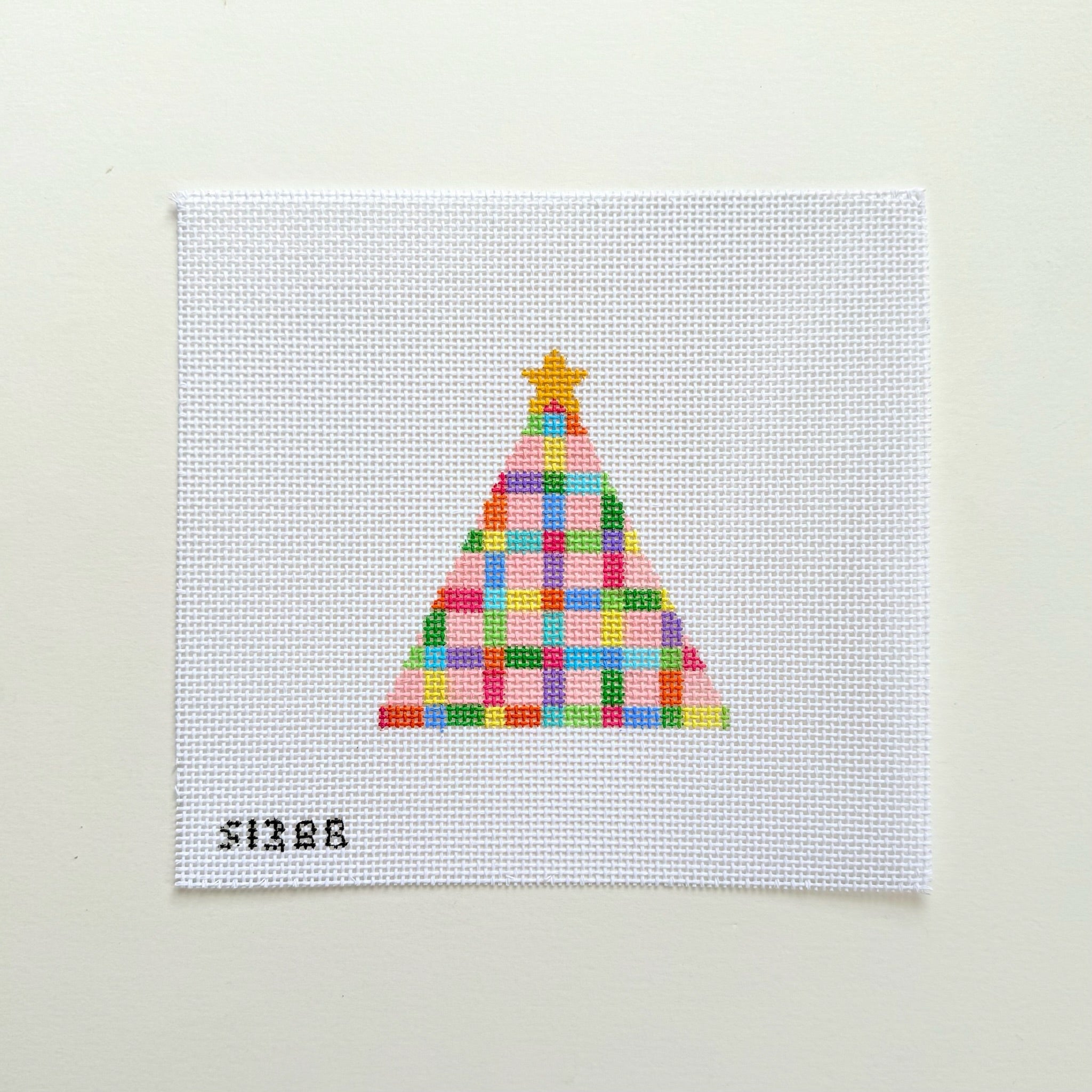 Multi Colored Plaid Tree Needlepoint Canvas - KC Needlepoint