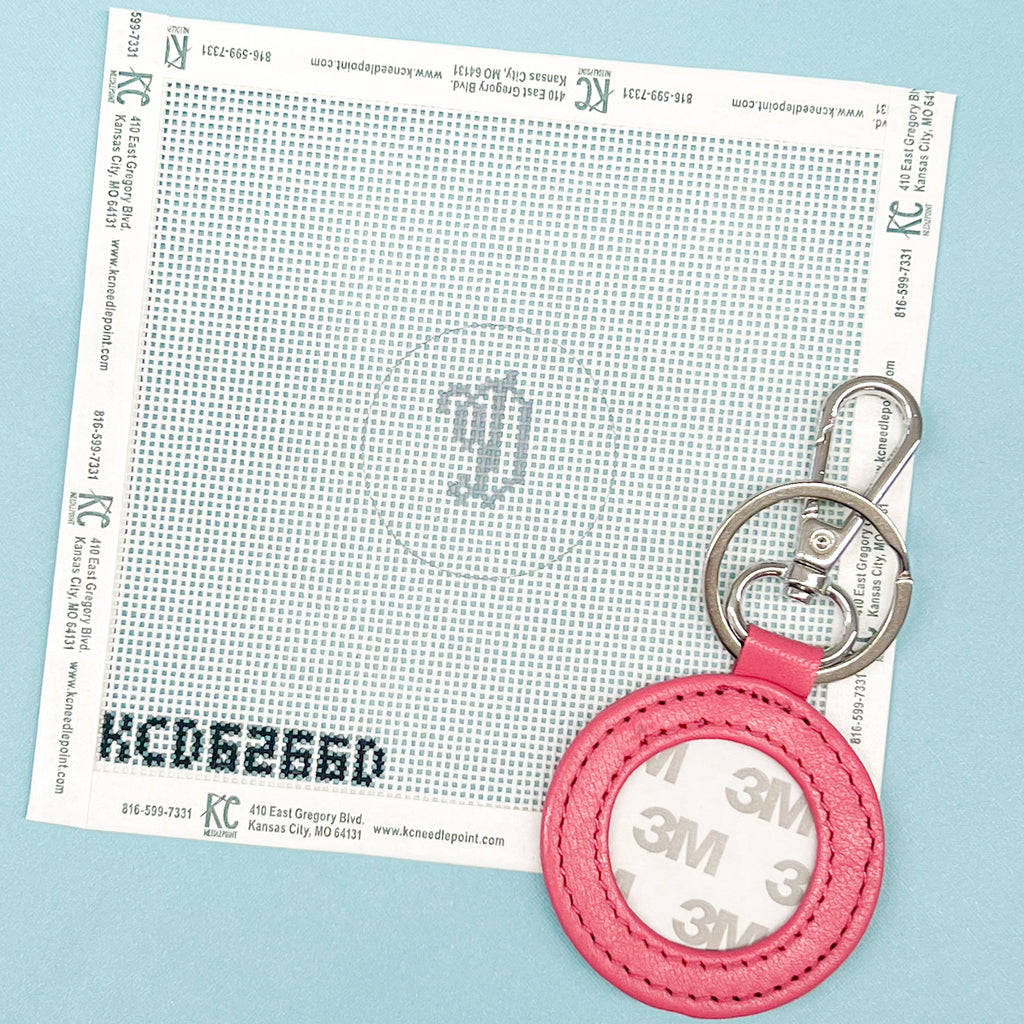 Single Letter Hot Pink Key Fob/Bag Tag Kit - KC Needlepoint