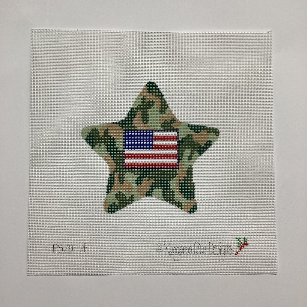 Camo Patriotic Star Canvas - KC Needlepoint
