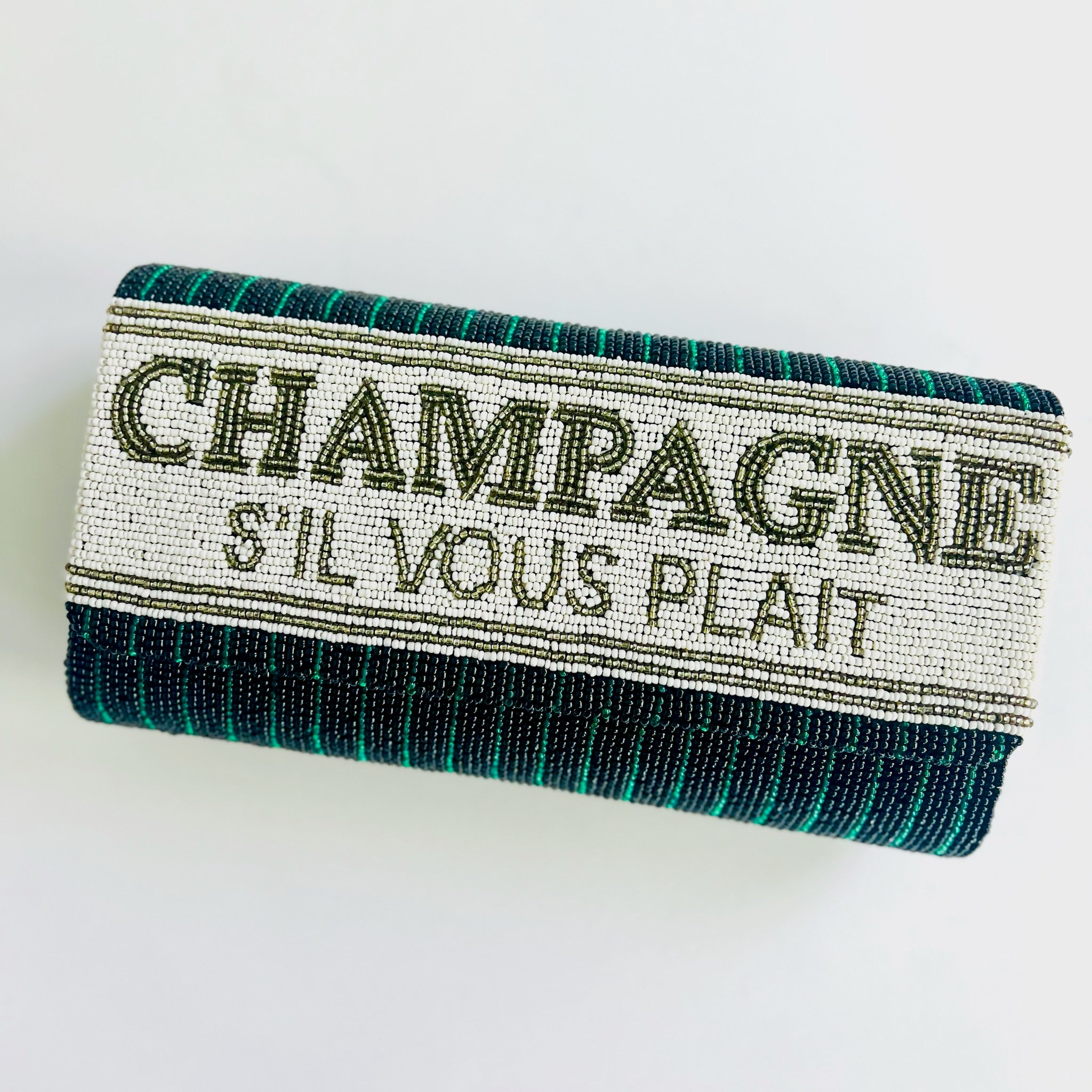 Champagne S'il Vous Plait Beaded Clutch - KC Needlepoint