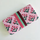 Pink Floral Block Print Beaded Clutch - KC Needlepoint