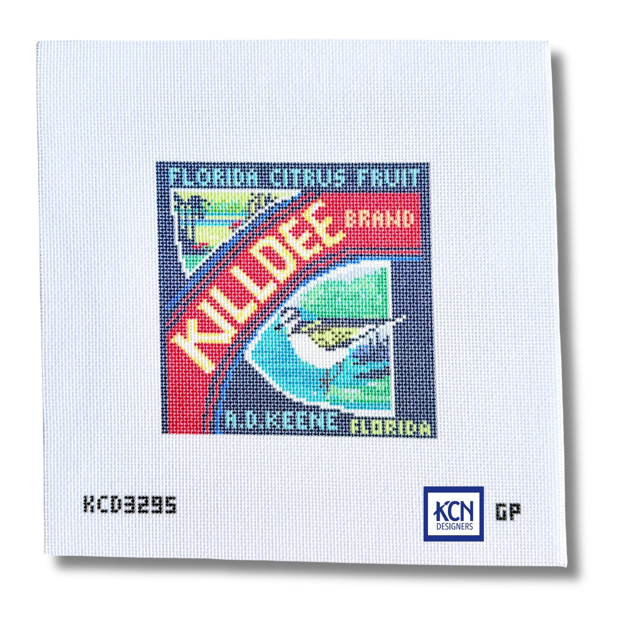 Vintage Orange Label - KILLDEE Needlepoint Canvas – KC Needlepoint