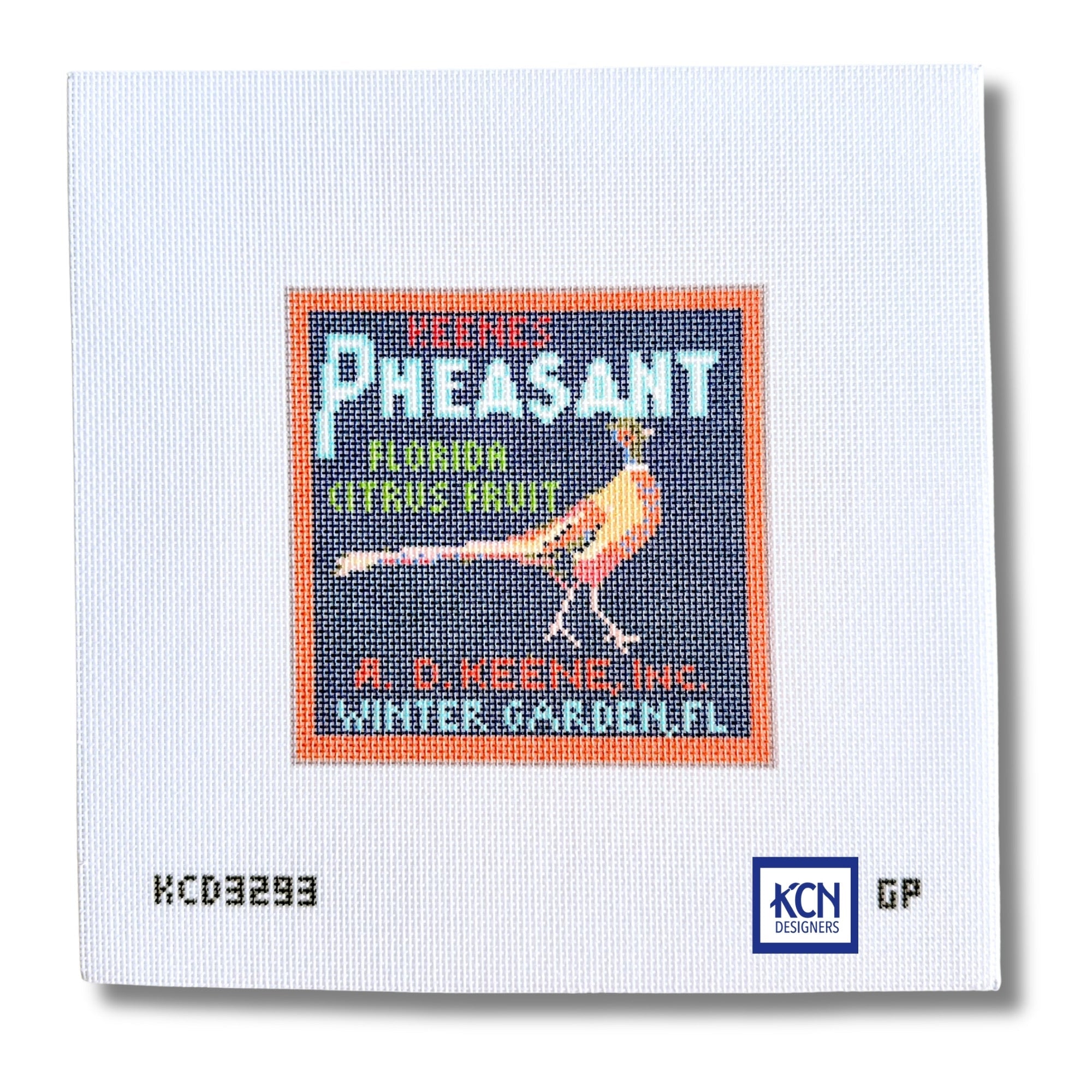 Vintage Orange Label - Pheasant Needlepoint Canvas – KC Needlepoint