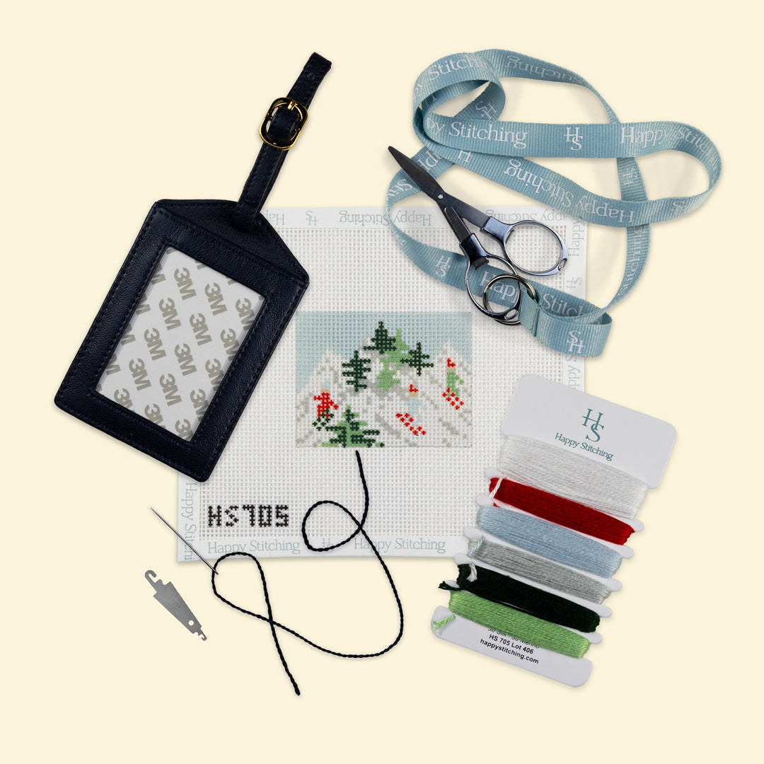 Ski Scene Bag/Luggage Tag Kit - KC Needlepoint