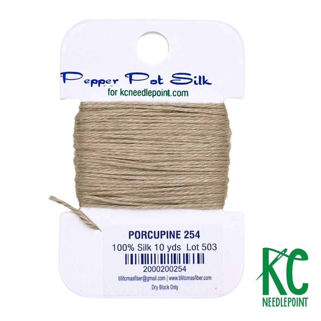 Pepper Pot Silk Card 254 Porcupine - KC Needlepoint