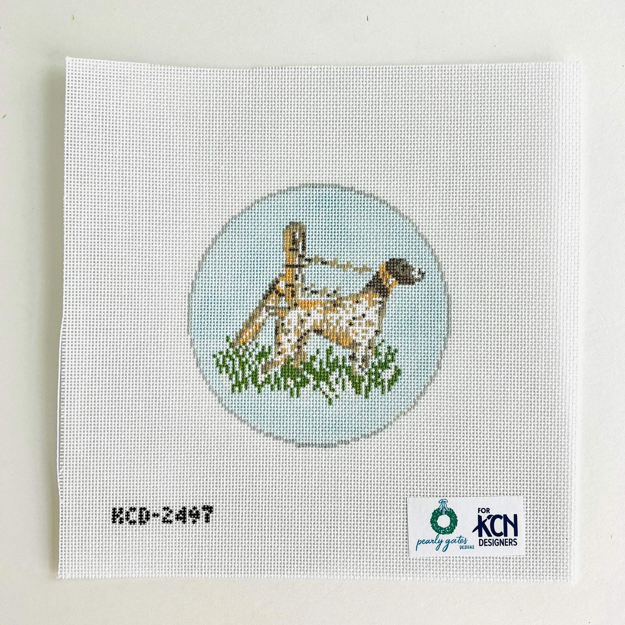 Hunting Pointer Round Canvas - KC Needlepoint