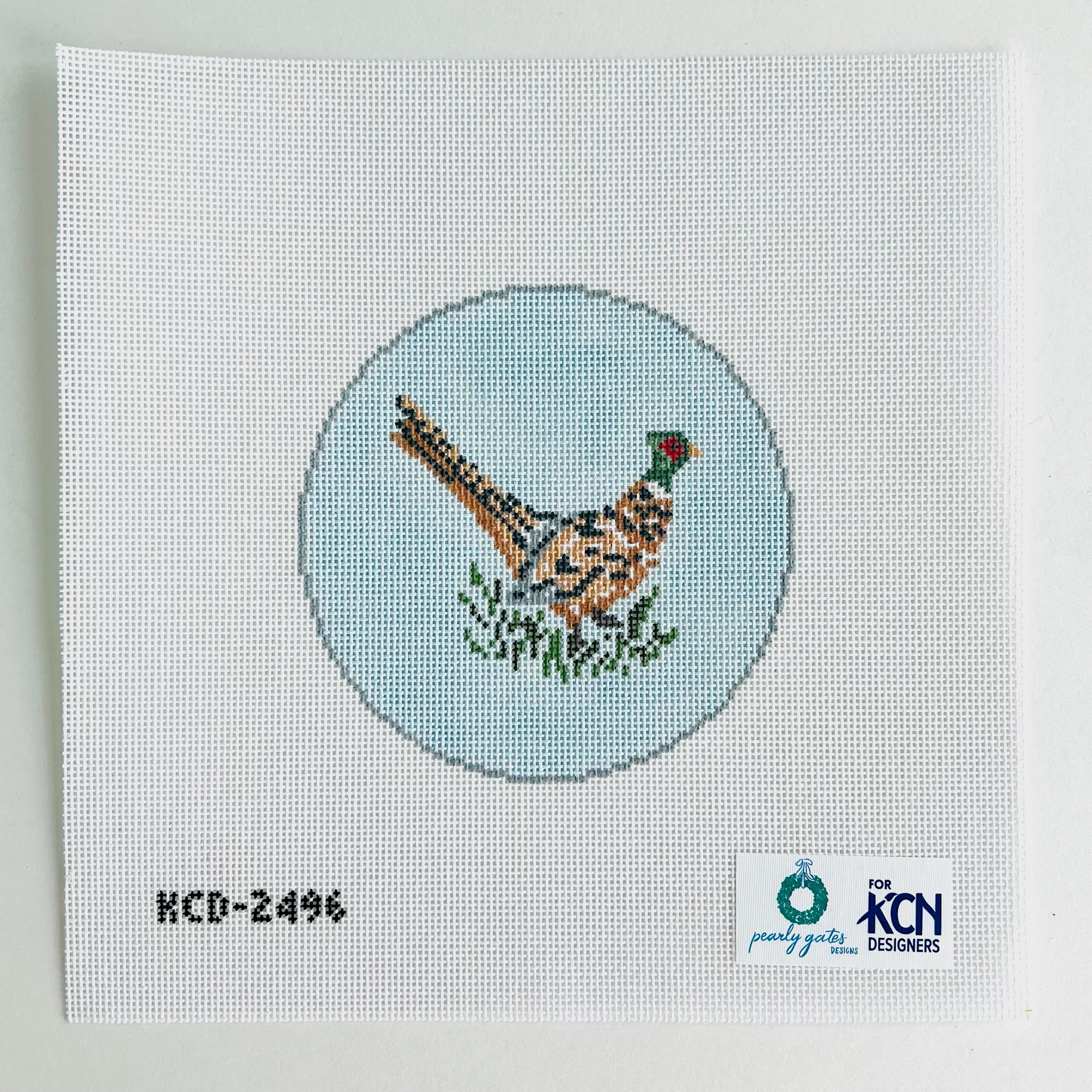 Hunting Pheasant Round Canvas - KC Needlepoint