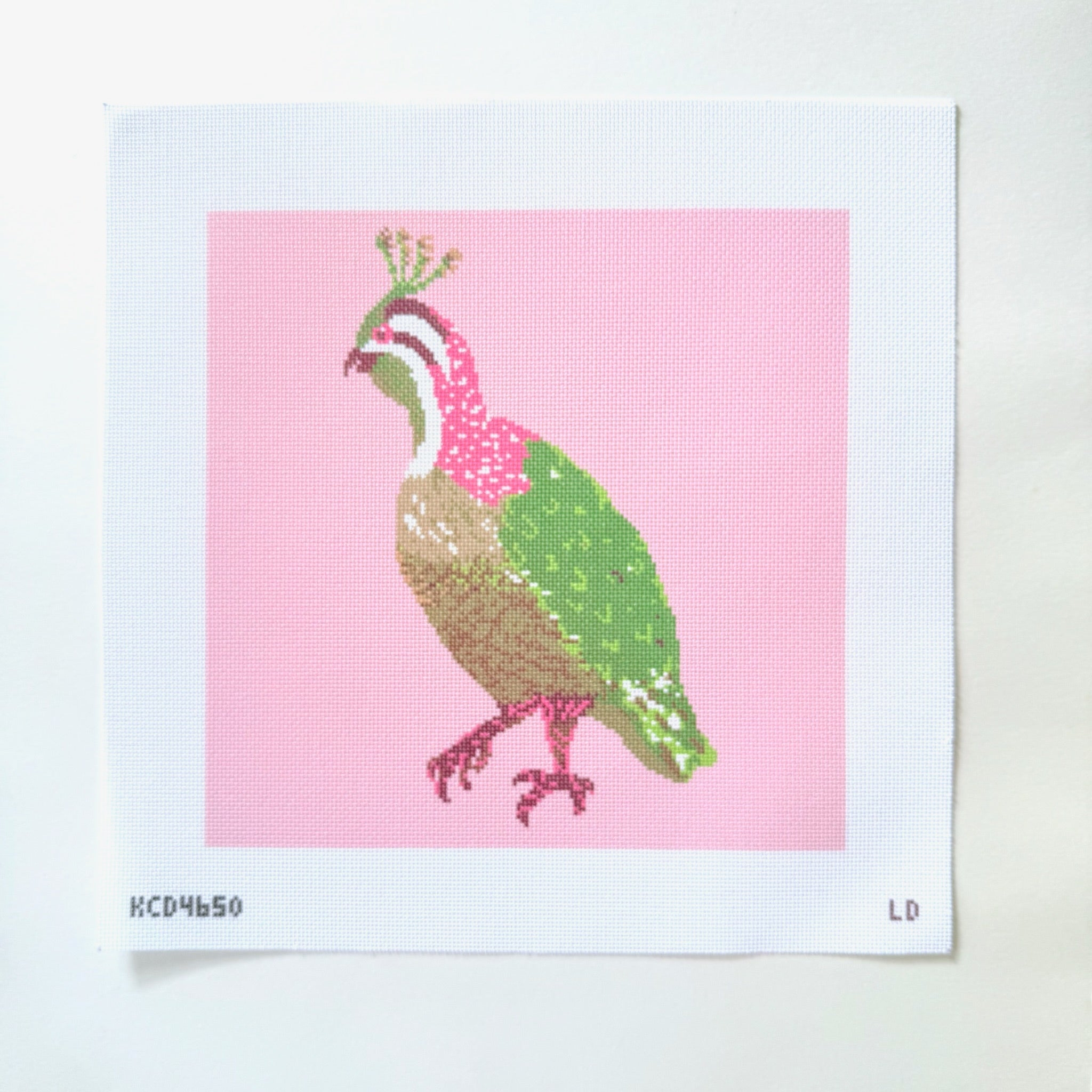 Pink Quail Needlepoint Canvas - KC Needlepoint