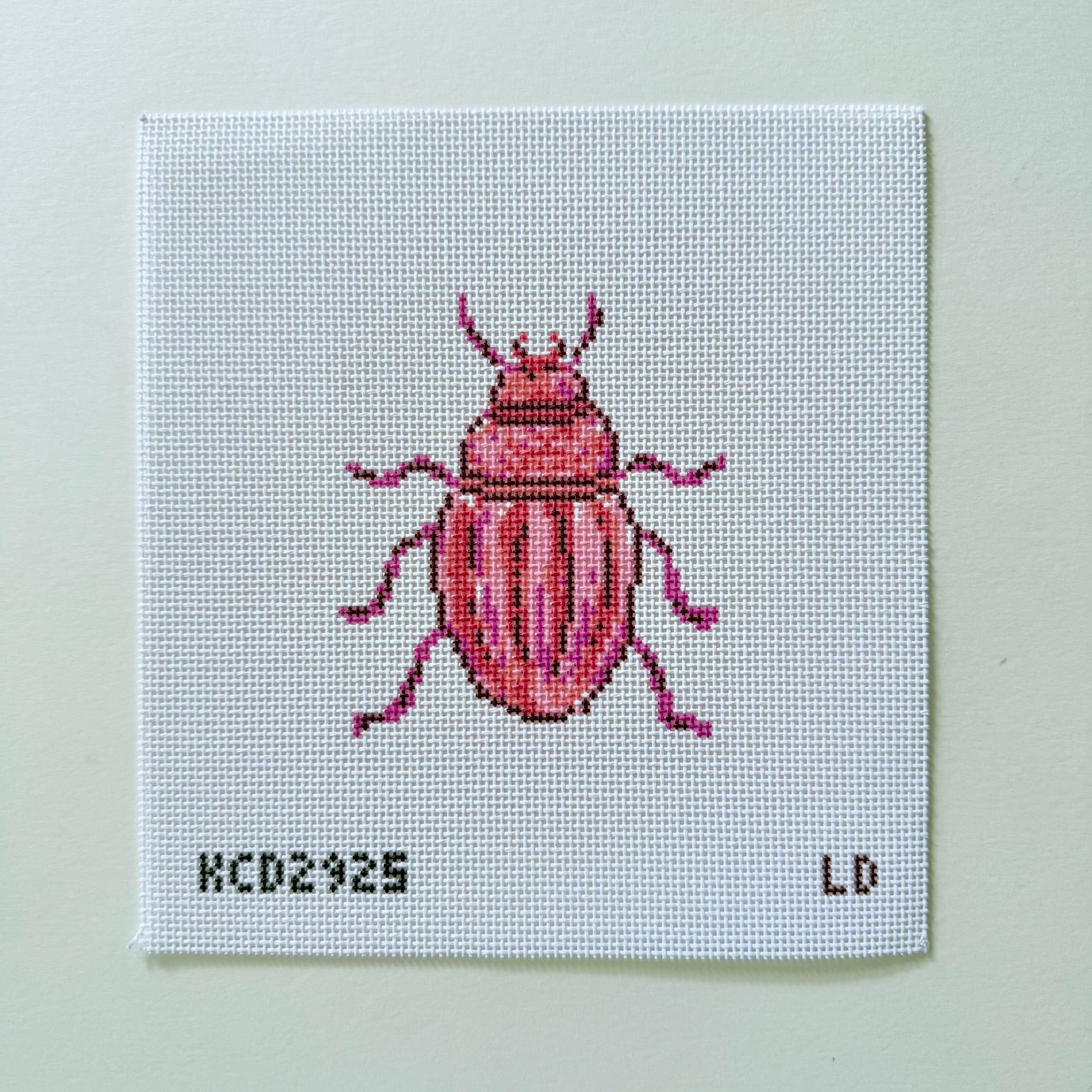 Pink Beetle Needlepoint Canvas - KC Needlepoint