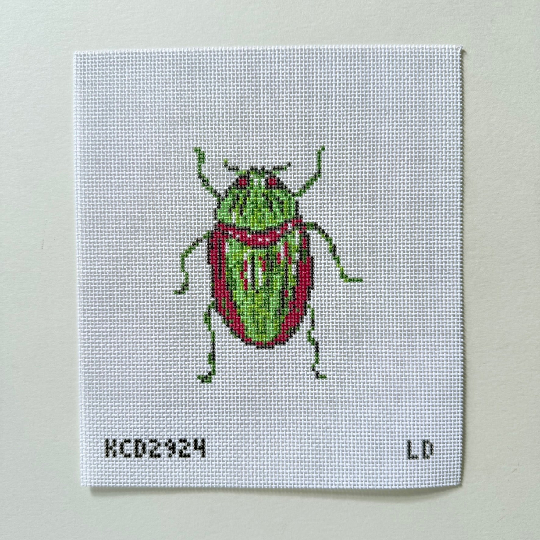 Green Beetle Needlepoint Canvas - KC Needlepoint