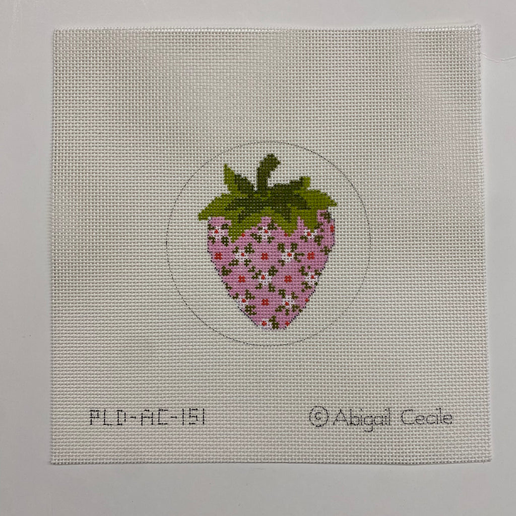 Pink with White Flowers Strawberry Canvas - KC Needlepoint