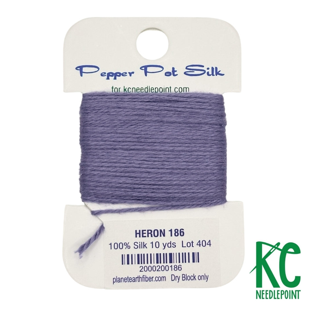 Pepper Pot Silk Card 186 Heron - KC Needlepoint