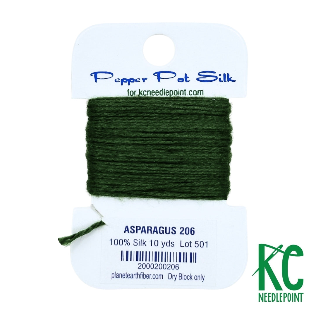 Pepper Pot Silk Card 206 Asparagus - KC Needlepoint