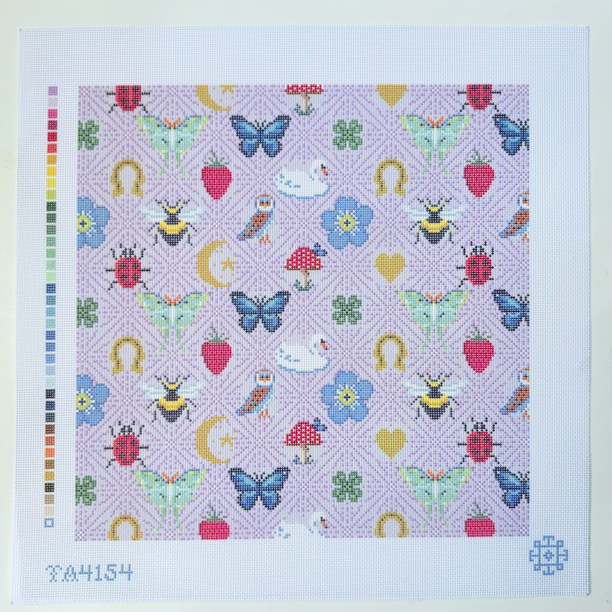 Folklore Pillow - Lilac Needlepoint Canvas - KC Needlepoint