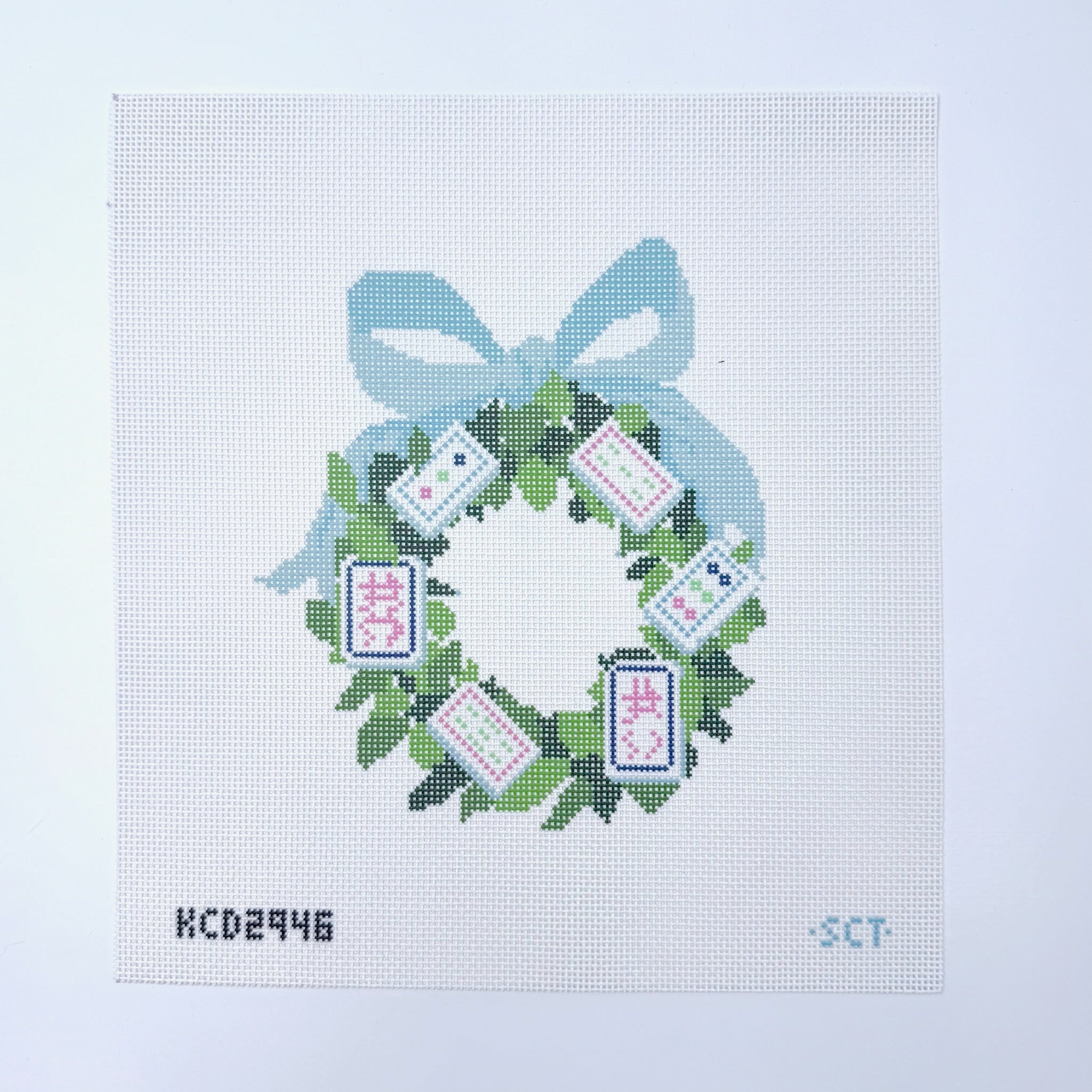 Mahjong Wreath Needlepoint Canvas - KC Needlepoint