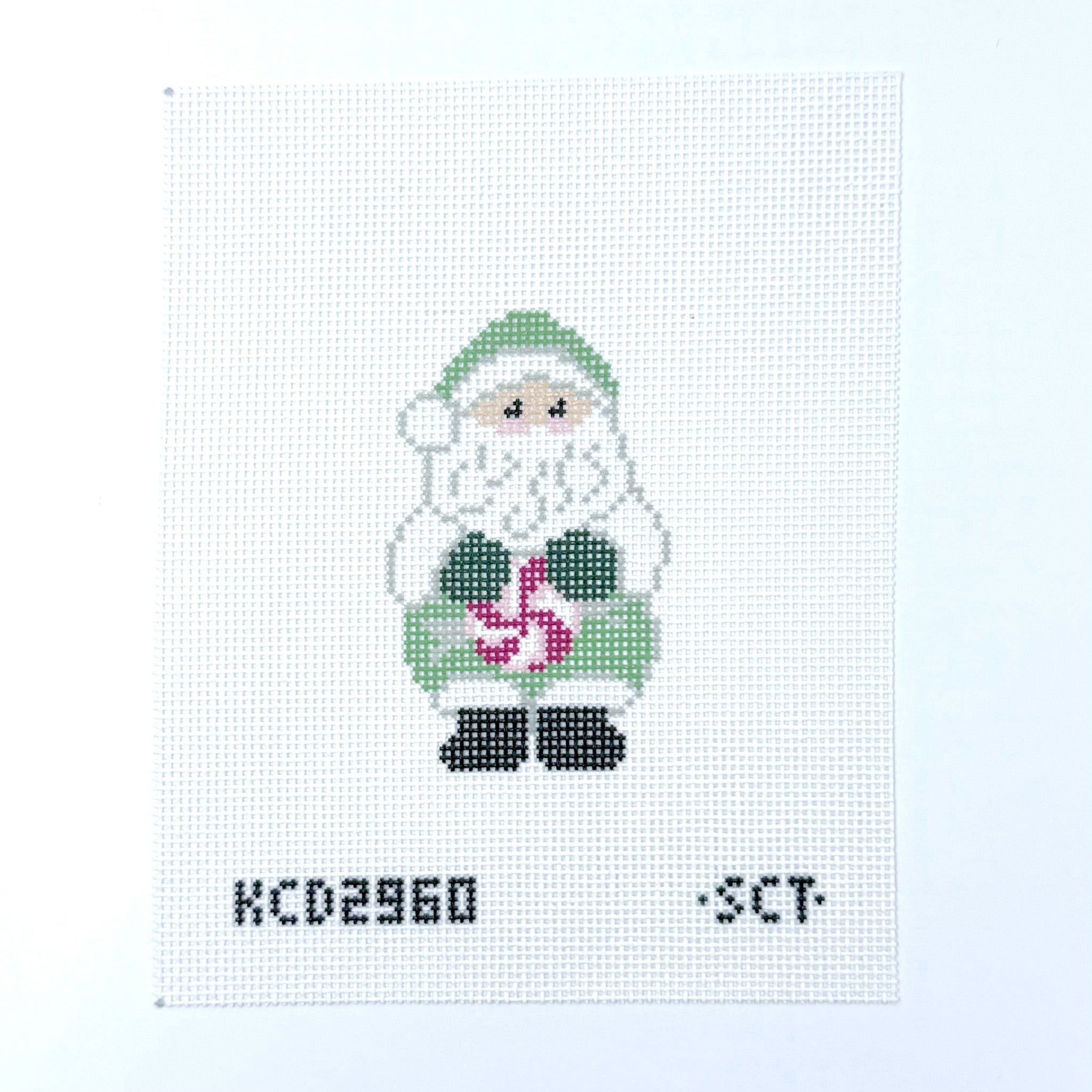 Peppermint Santa Needlepoint Canvas - KC Needlepoint