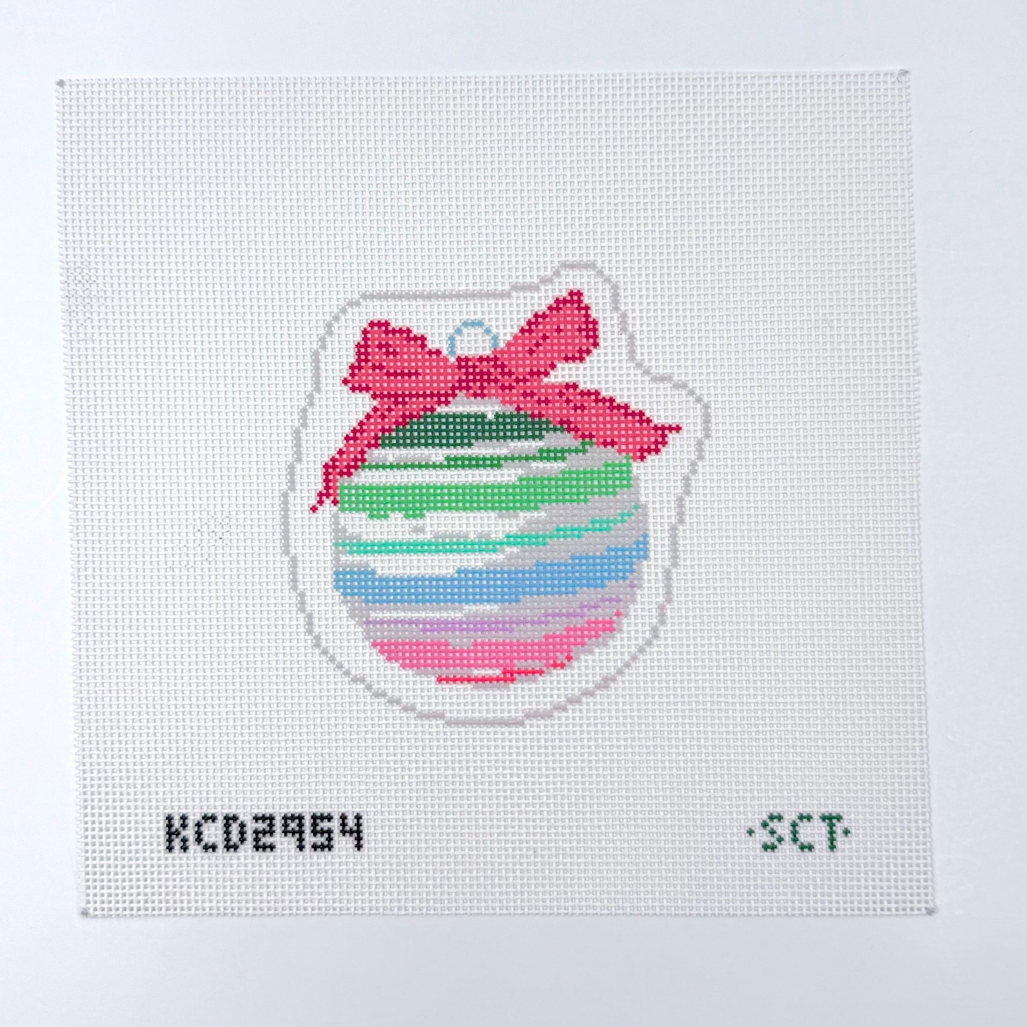 Rainbow Stripe Ornament Needlepoint Canvas - KC Needlepoint