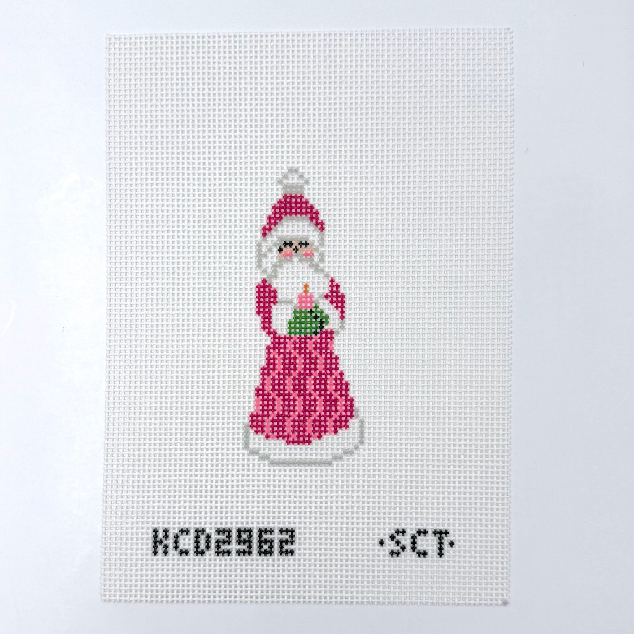 Santa with Candle Needlepoint Canvas - KC Needlepoint