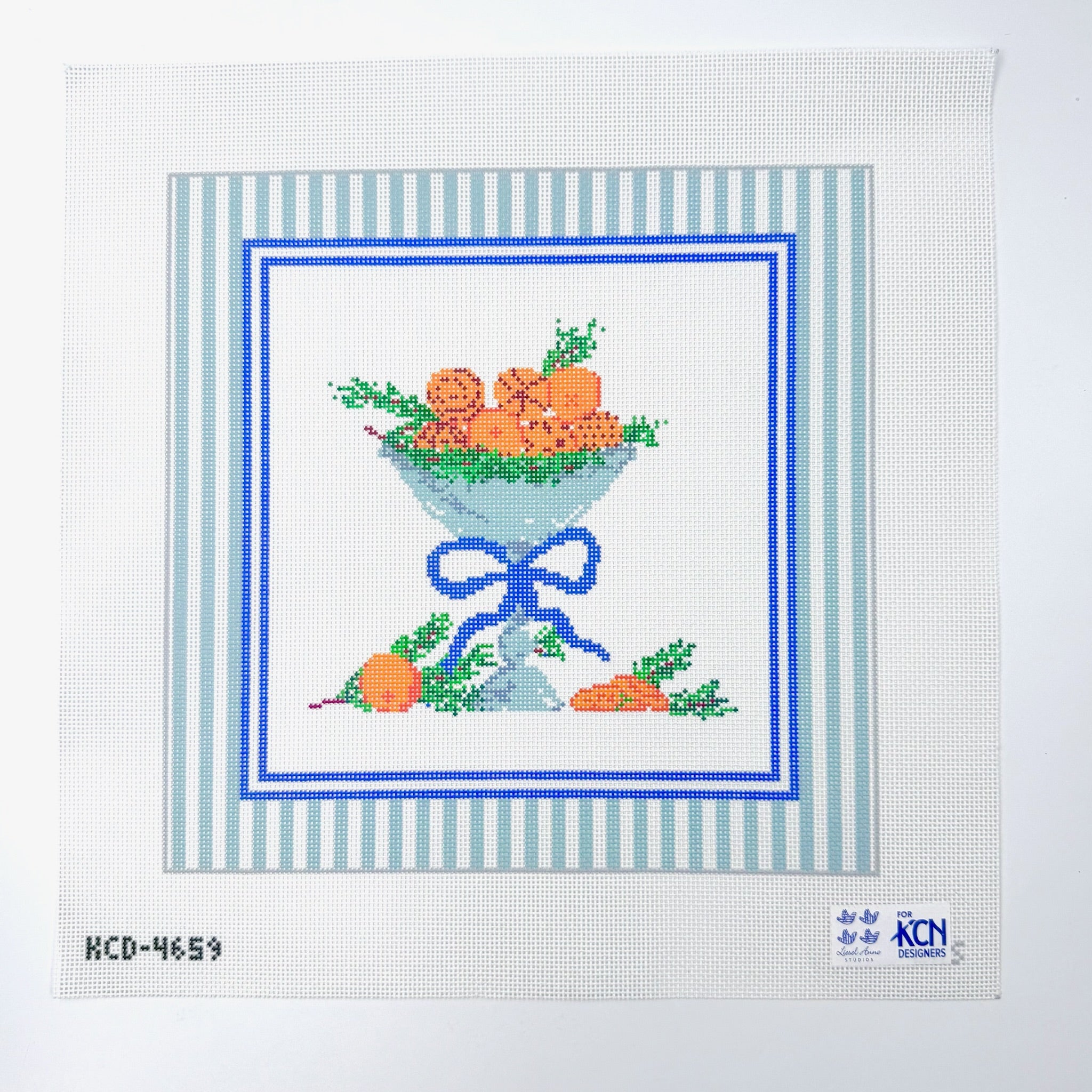 Orange Clove Bowl Pillow Needlepoint Canvas - KC Needlepoint