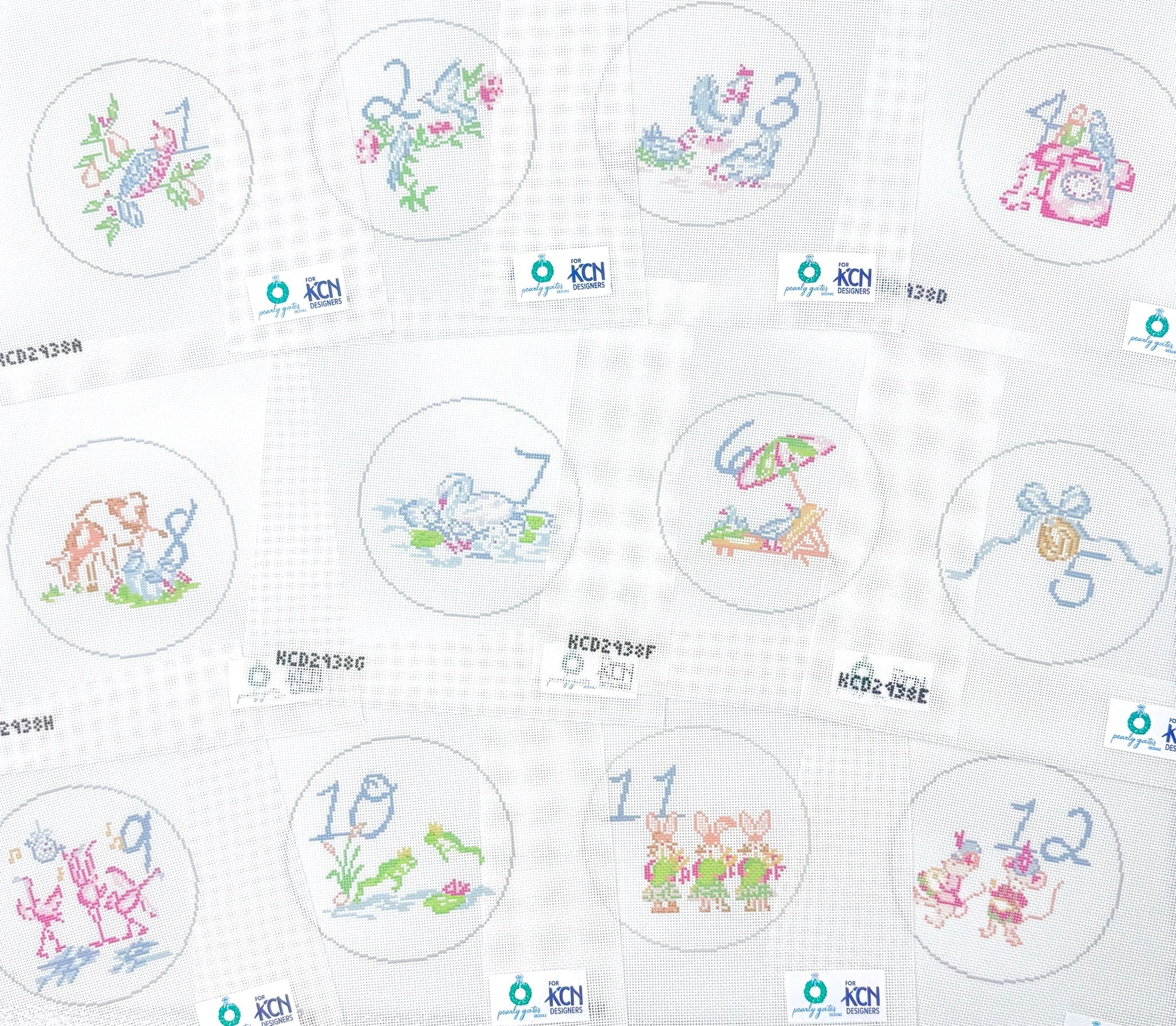 12 Days of Christmas Rounds Set - KC Needlepoint