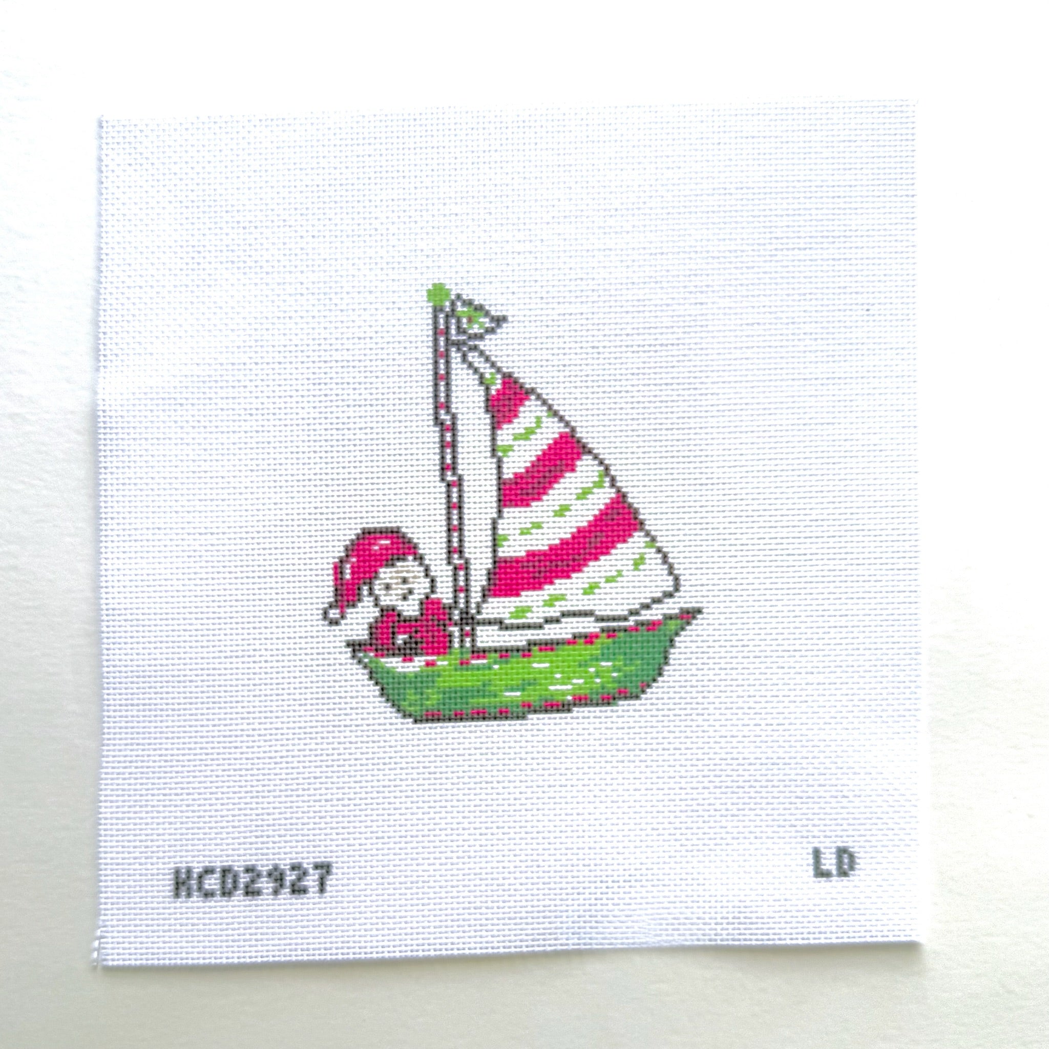 Santa Sailboat Needlepoint Canvas - KC Needlepoint