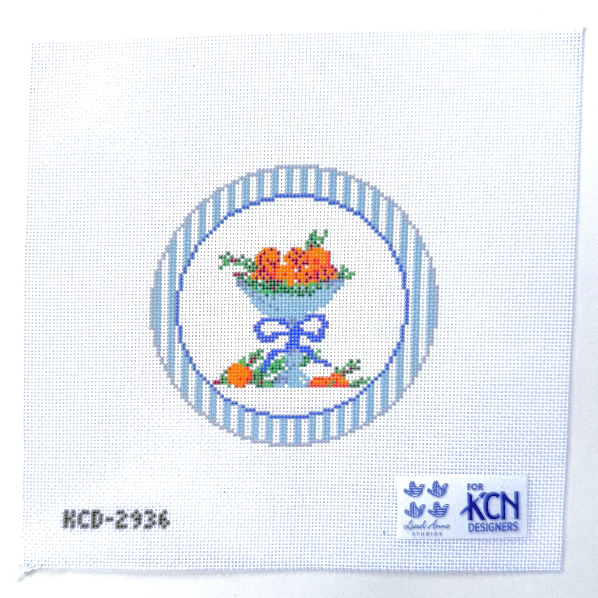 Orange Bowl Ornament Needlepoint Canvas - KC Needlepoint