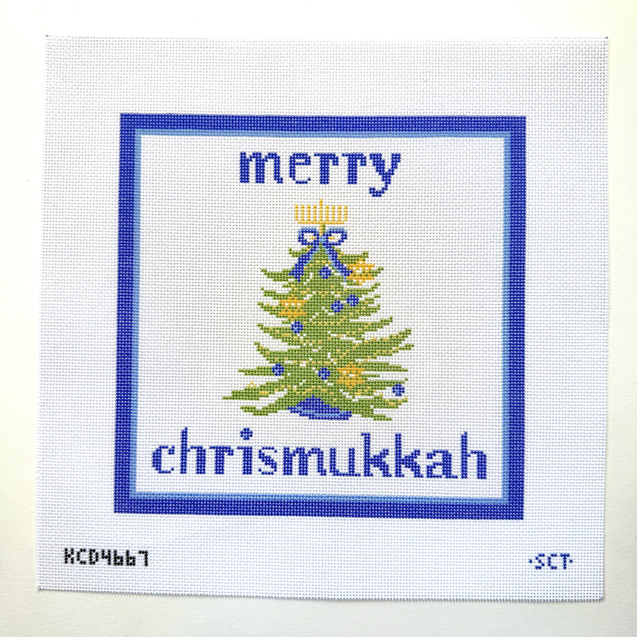 Merry Chrismukkah Pillow Needlepoint Canvas - KC Needlepoint
