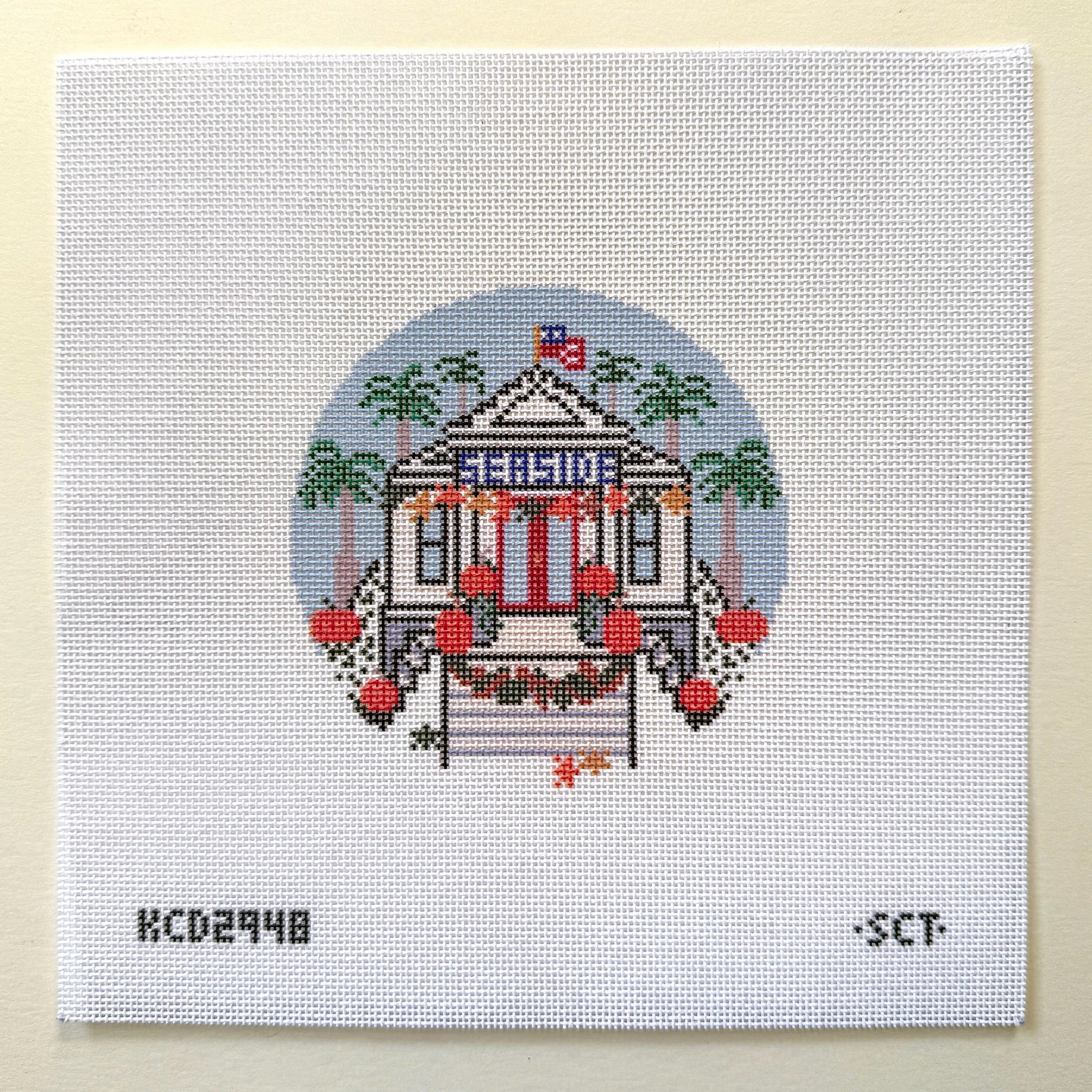 Seaside Post Office at Halloween Needlepoint Canvas - KC Needlepoint