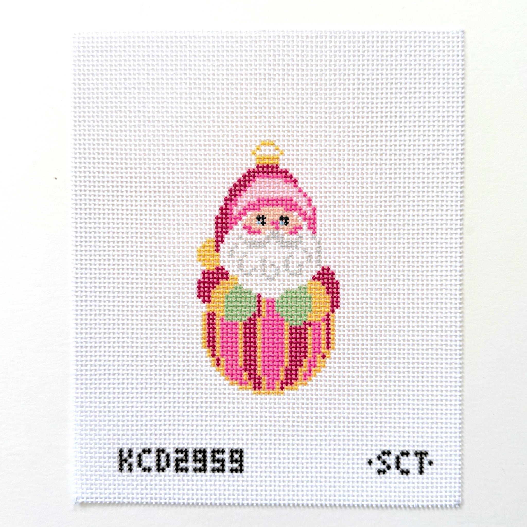 Striped Santa Needlepoint Canvas - KC Needlepoint