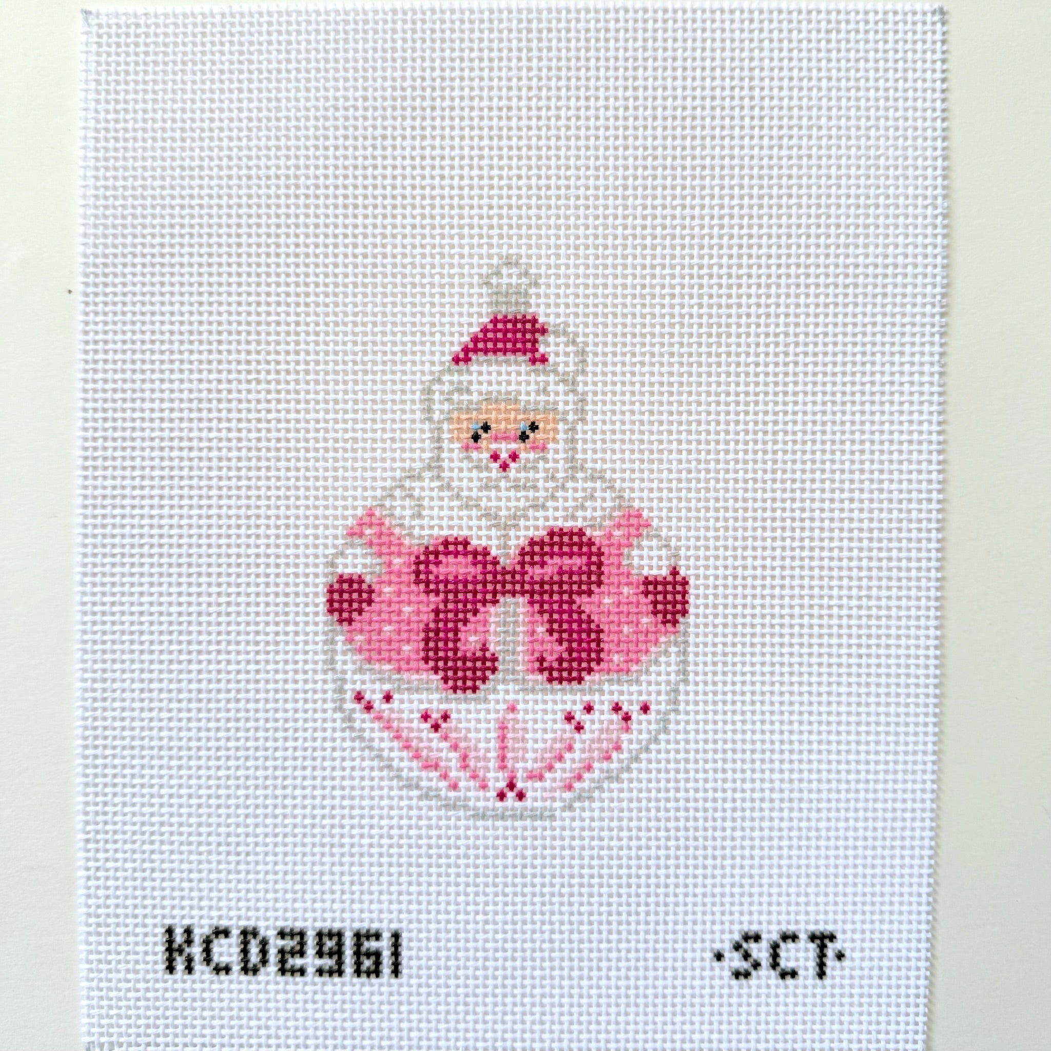 Santa with Bow Needlepoint Canvas - KC Needlepoint