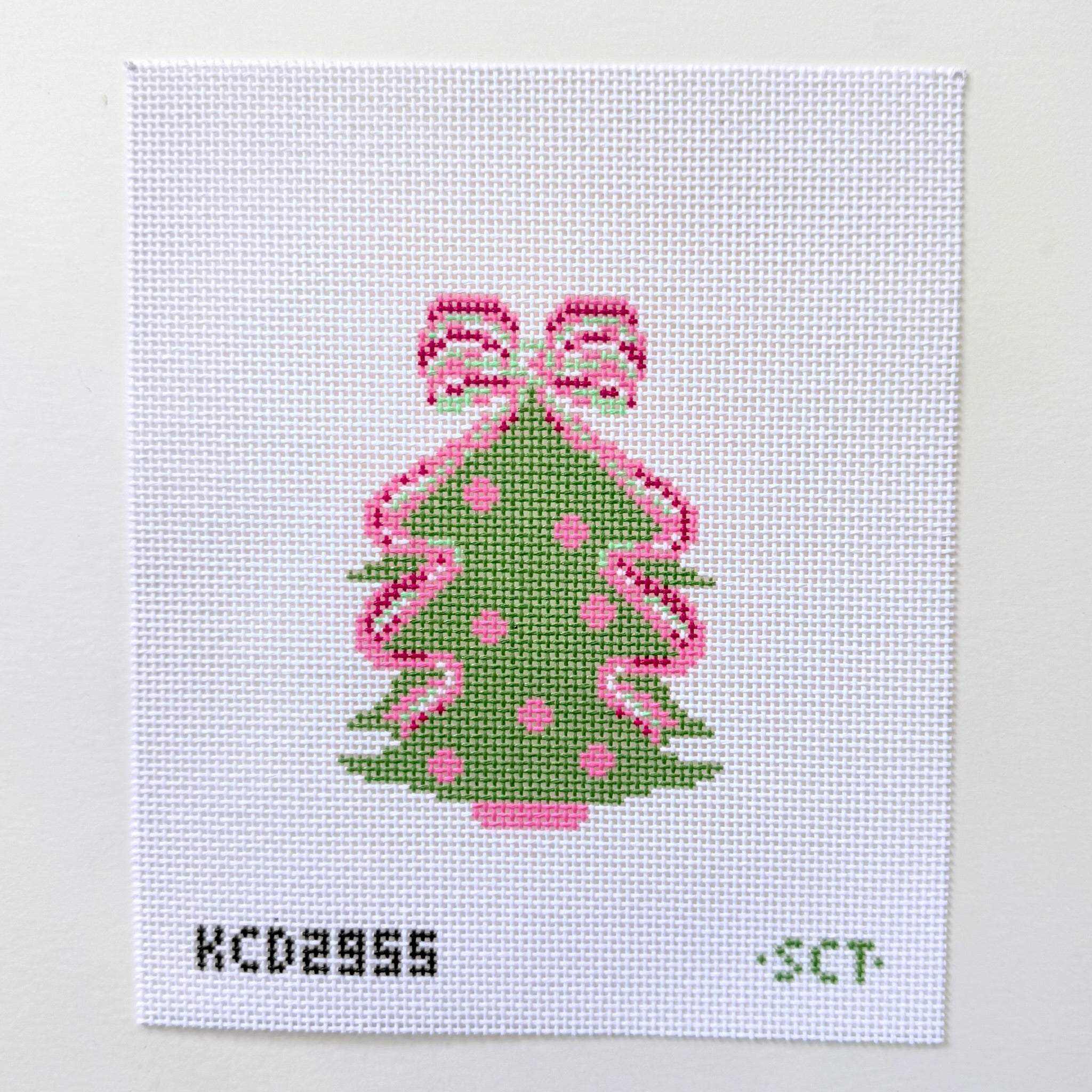 Pink Bow Tree Needlepoint Canvas - KC Needlepoint