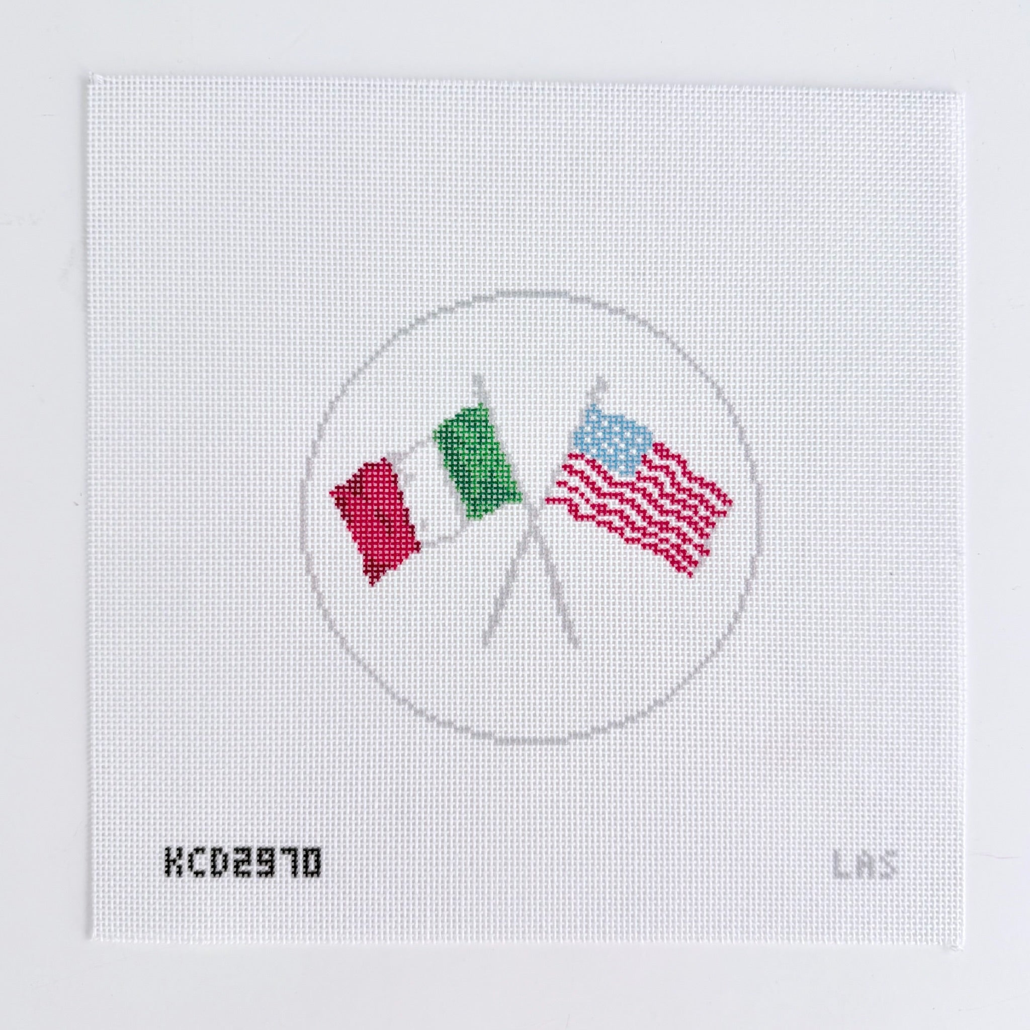 Italian American Flags Needlepoint Canvas - KC Needlepoint