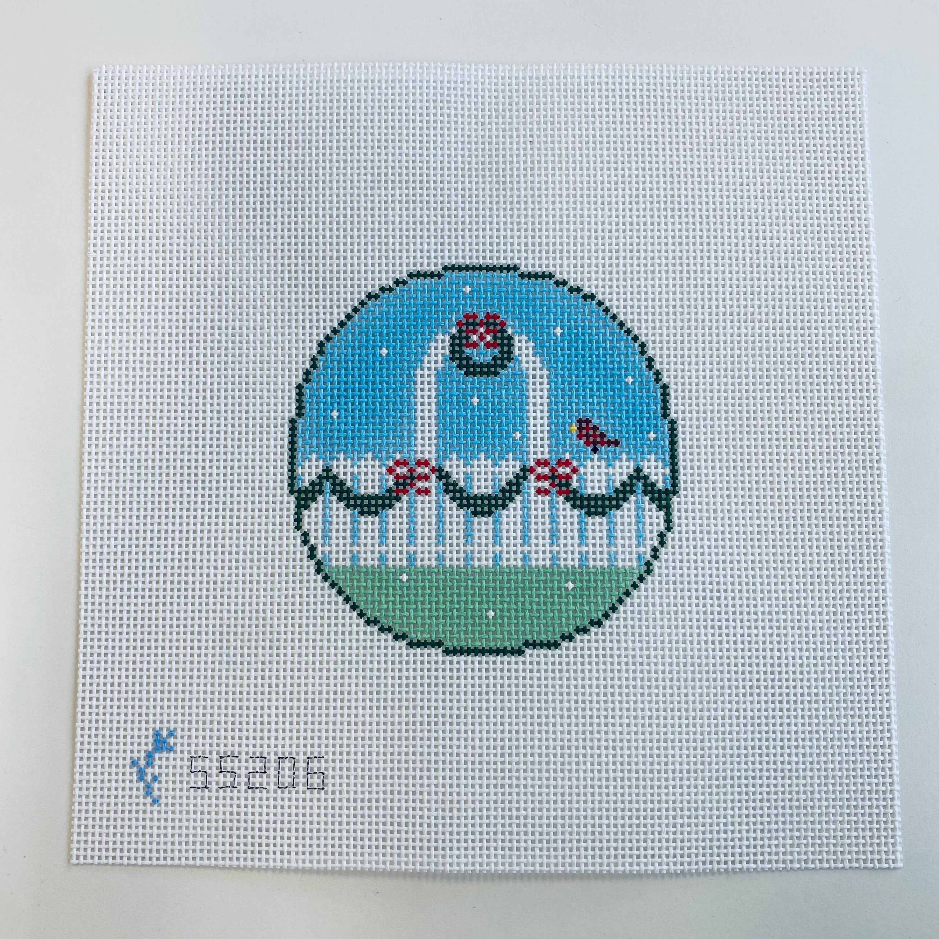 Christmas Fence Needlepoint Canvas - KC Needlepoint