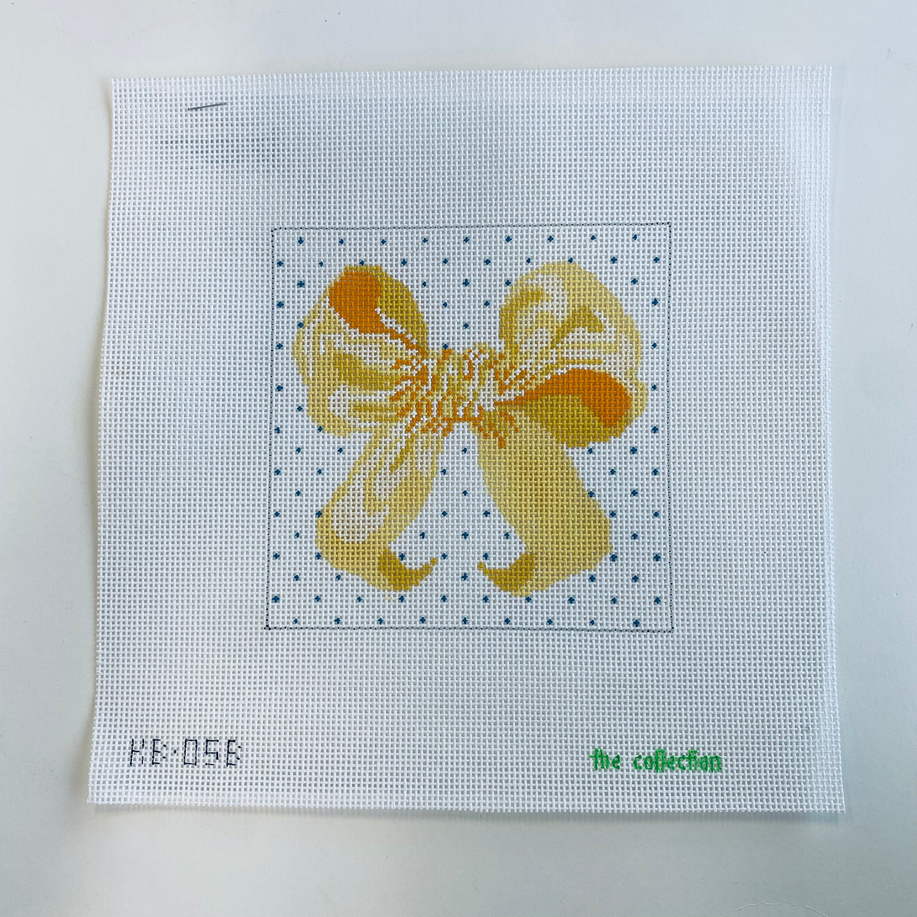 Small Yellow Bow Needlepoint Canvas - KC Needlepoint